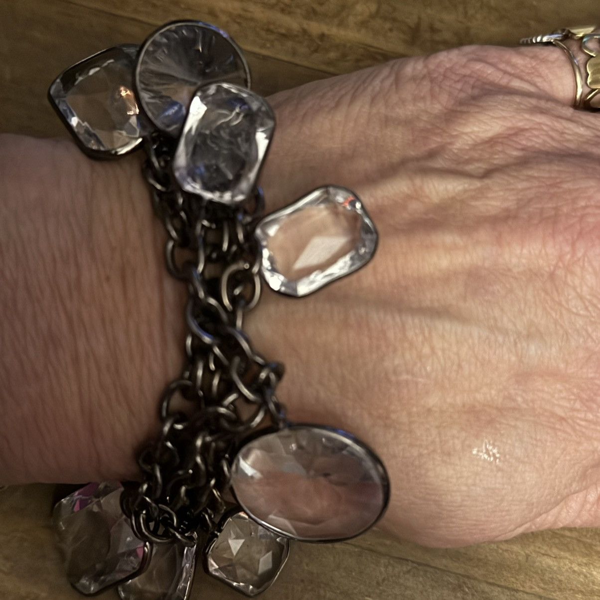 J.Crew J.Crew chunky triple strand rhinestone charm bracelet Size ONE SIZE - 5 Thumbnail