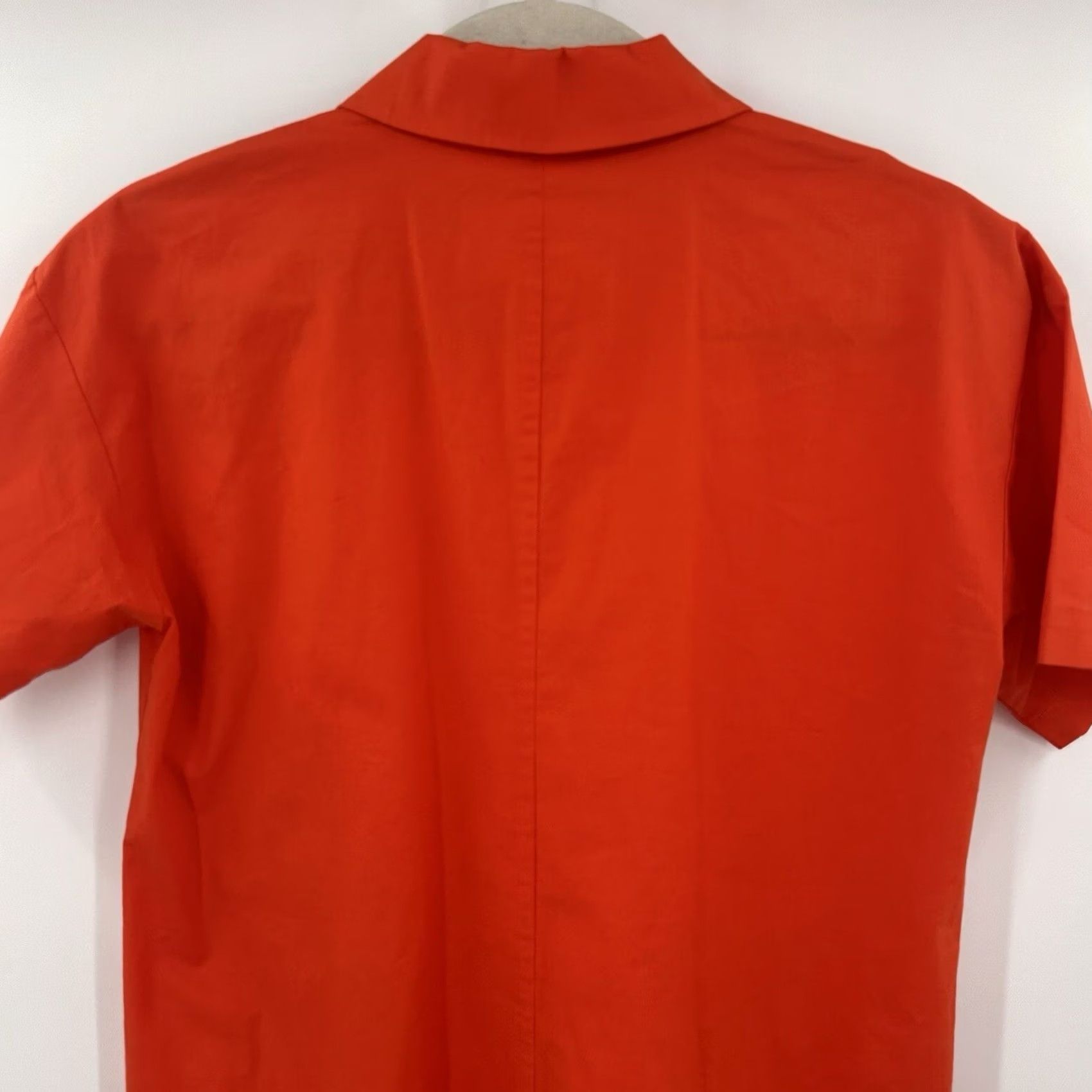 Eileen Fisher Eileen Fisher Shirt Dress Womens Orange Cotton Blend Short Sleeve Collared Knee Length Pockets Casual Workwear 2XS Size XXS / US 00 / IT 34 - 4 Thumbnail