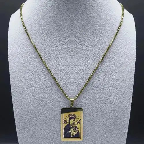 Jewelry Virgin Mary Medal Pendant Necklaces in Gold, Men's