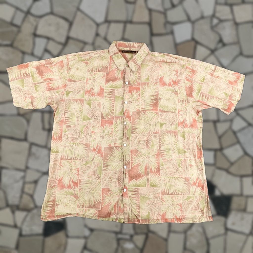 Tori Richard Tori Richard Shirt XL Orange Beige Hawaiian Button Up Camp Leaves Aloha Mens Size US XL / EU 56 / 4 - 1 Thumbnail