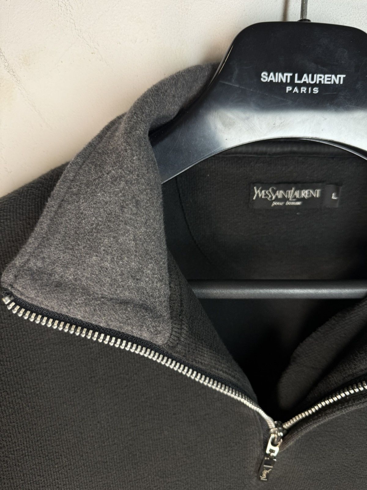 Yves Saint Laurent 90s YSL Sweatshirt 1/4 Quarter Zip Sweater Old Money Vintage Size US L / EU 52-54 / 3 - 8 Thumbnail