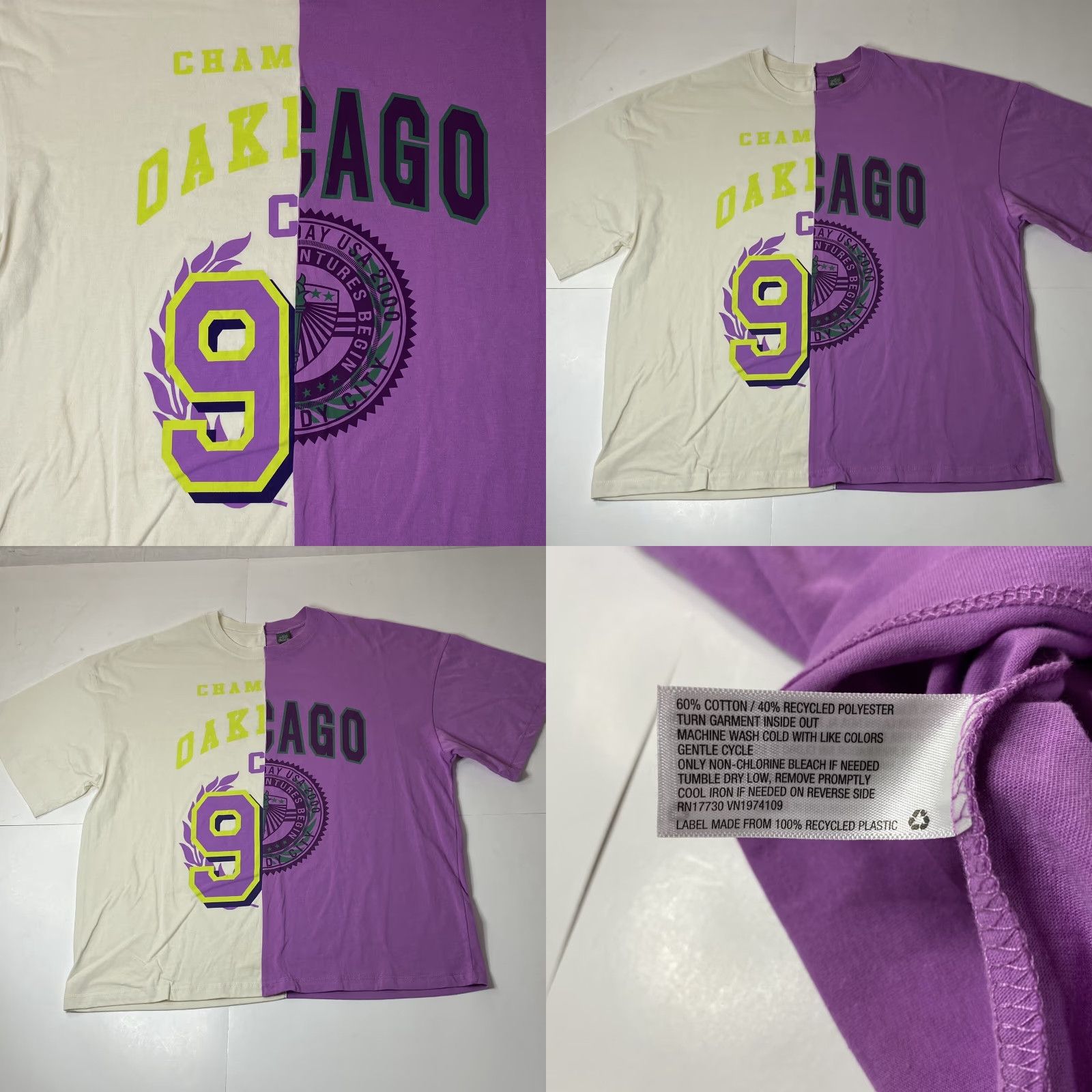 Vintage VINTAGE NBA T Shirt LA Lakers / Chicago Bulls Mixed Split Tee RARE Size XS / US 0-2 / IT 36-38 - 9 Thumbnail