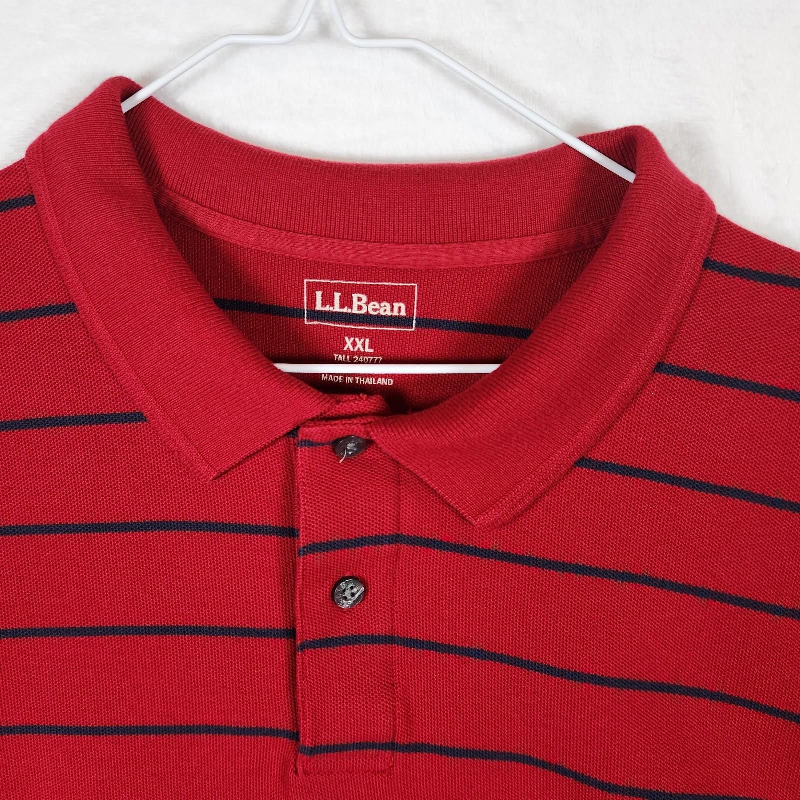L.L. Bean LL Bean Red Striped Polo Shirt Size 2XL Tall Size US XXL / EU 58 / 5 - 4 Thumbnail