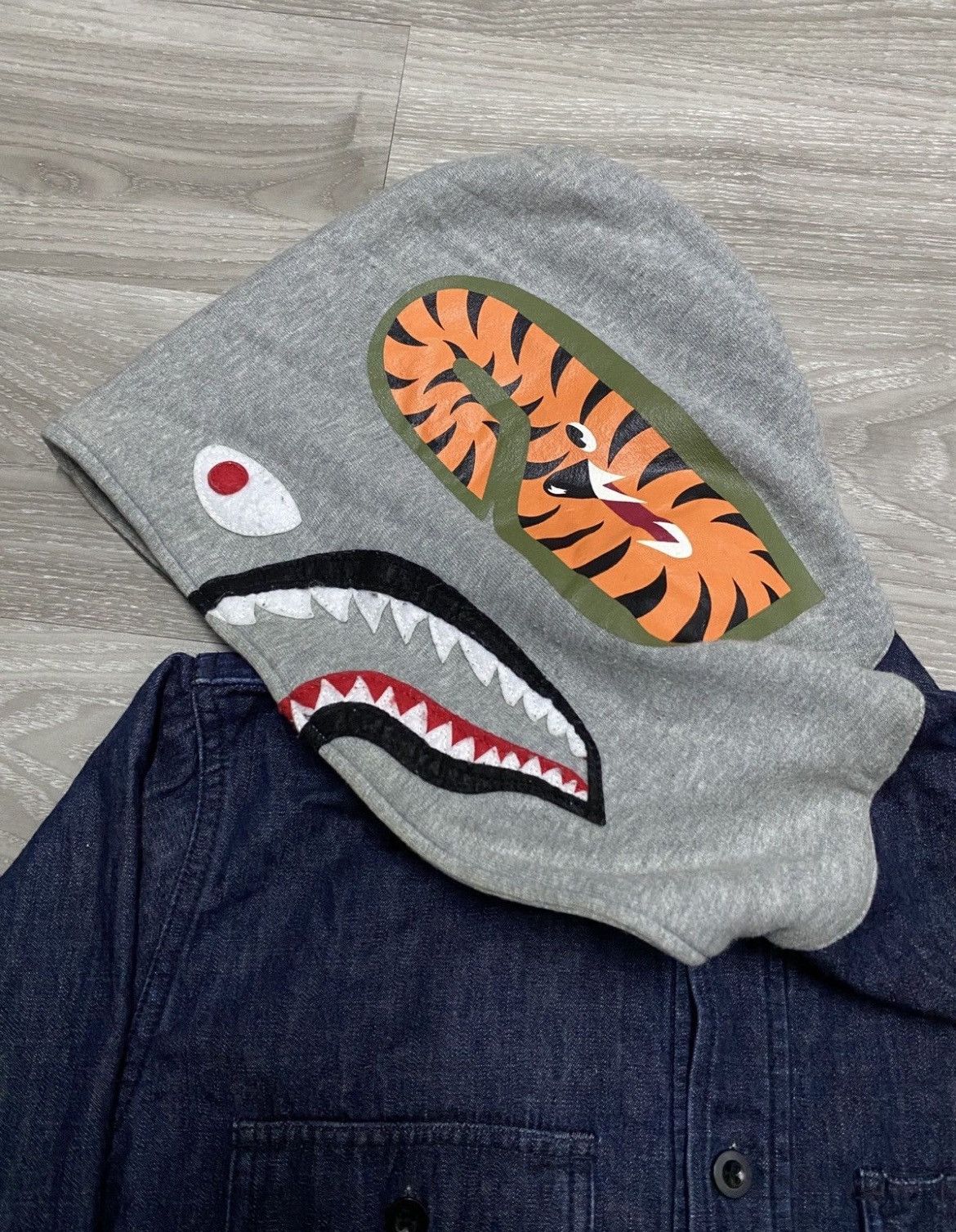 Bape Bathing Ape Denim Shark Hoodie Size US L / EU 52-54 / 3 - 4 Thumbnail