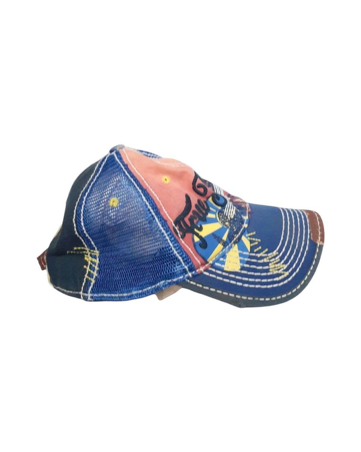 True Religion Sunshine Distressed Sashiko Stitched Base Ball Cap Size ONE SIZE - 2 Thumbnail