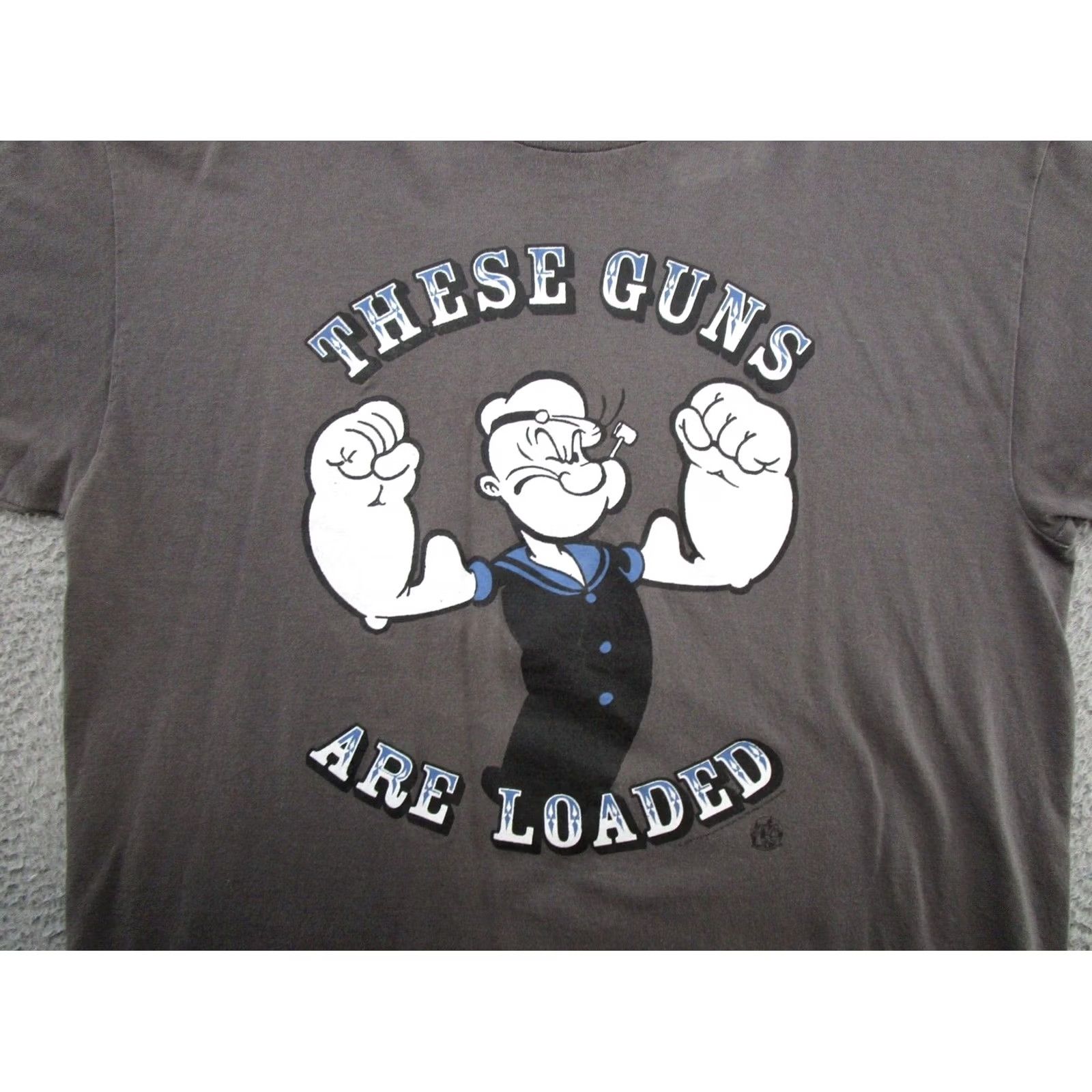 Gildan VTG Y2K 2009 Popeye These Guns Are Loaded Men's Graphic T-Shirt XL Gray Cartoon Shirt Mens XL Gray Popeye Guns Are Loaded VTG Y2K 2009 Size US XL / EU 56 / 4 - 3 Thumbnail