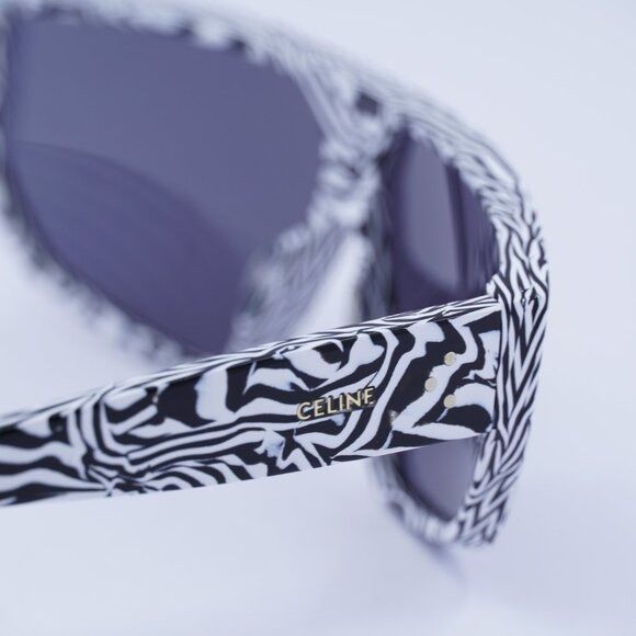 Celine Celine CL40195I 04A Sunglasses Zebra Shield Frame Size ONE SIZE - 10 Thumbnail