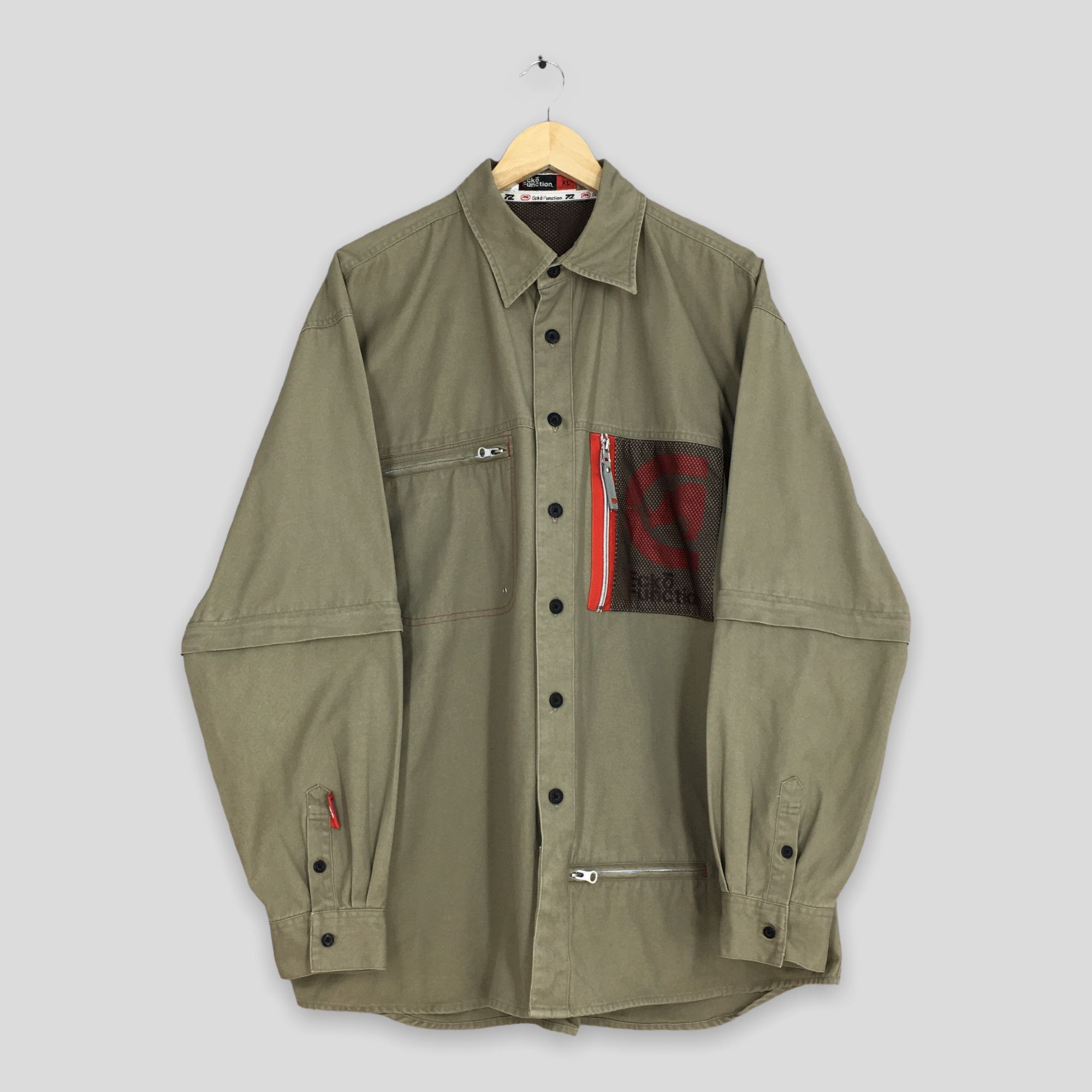 image of Ecko Unltd x Oxford Vintage Ecko Function Hip Hop Brown Oxfords Button Up Shirt in Green (Size XL)