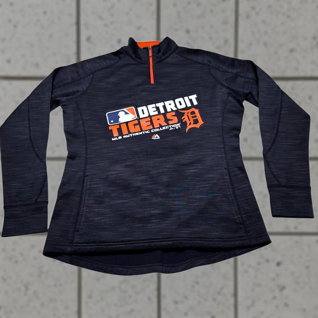 Vintage VINTAGE Detroit Tigers Majestic Fan Fashion Women’s 1/4 Quarter Zip Pullover Large Size L / US 10 / IT 46 - 1 Thumbnail