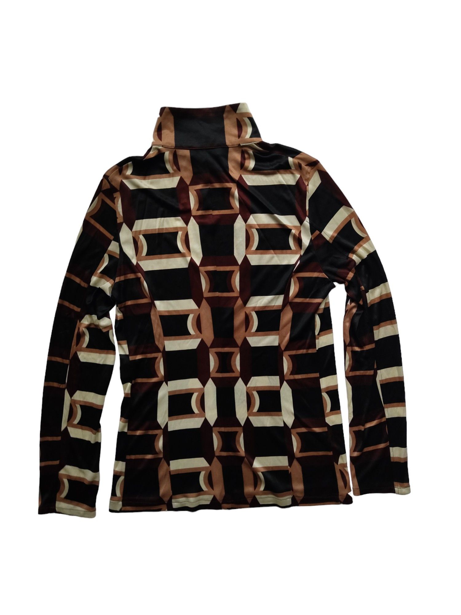 Costume National Costume National Brown Tone Retro Print Low-V Blouse Size M / US 6-8 / IT 42-44 - 2 Thumbnail