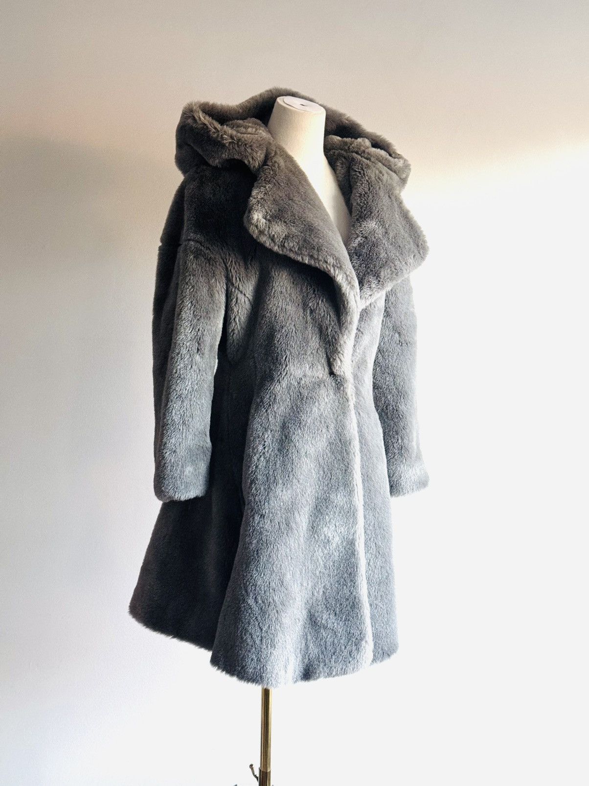 Rare Vintage Thierry Mugler Faux Fur swing coat 36