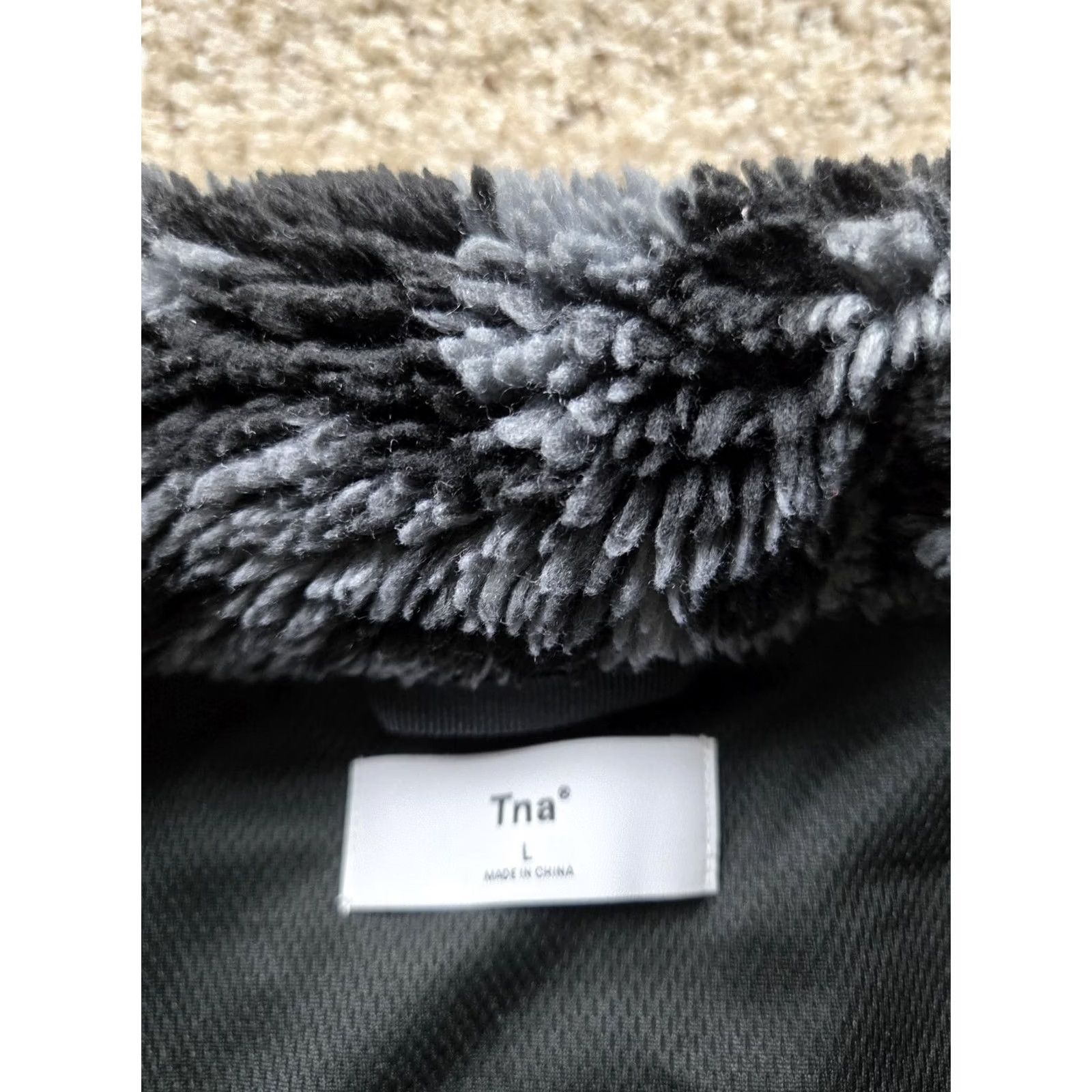 TNA Tna Jacket Womens L Gray Fuzzy Sherpa Animal Print Full Zip Teddy Bodice? Size L / US 10 / IT 46 - 4 Thumbnail