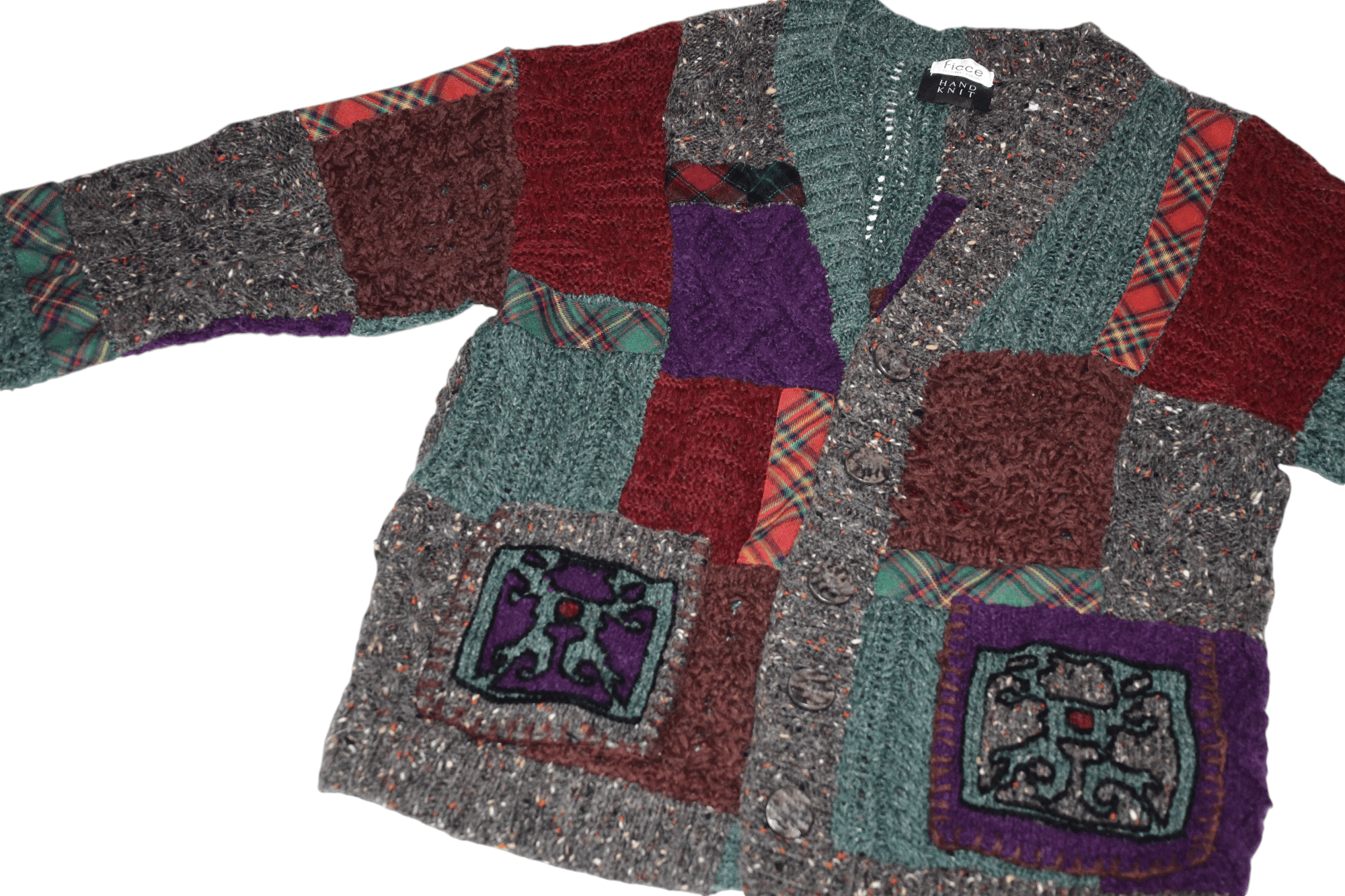 Yoshiyuki Konishi FICCE Yoshiyuki Konishi Boro Patchwork Crochet Knit Cardigan Size US L / EU 52-54 / 3 - 6 Thumbnail