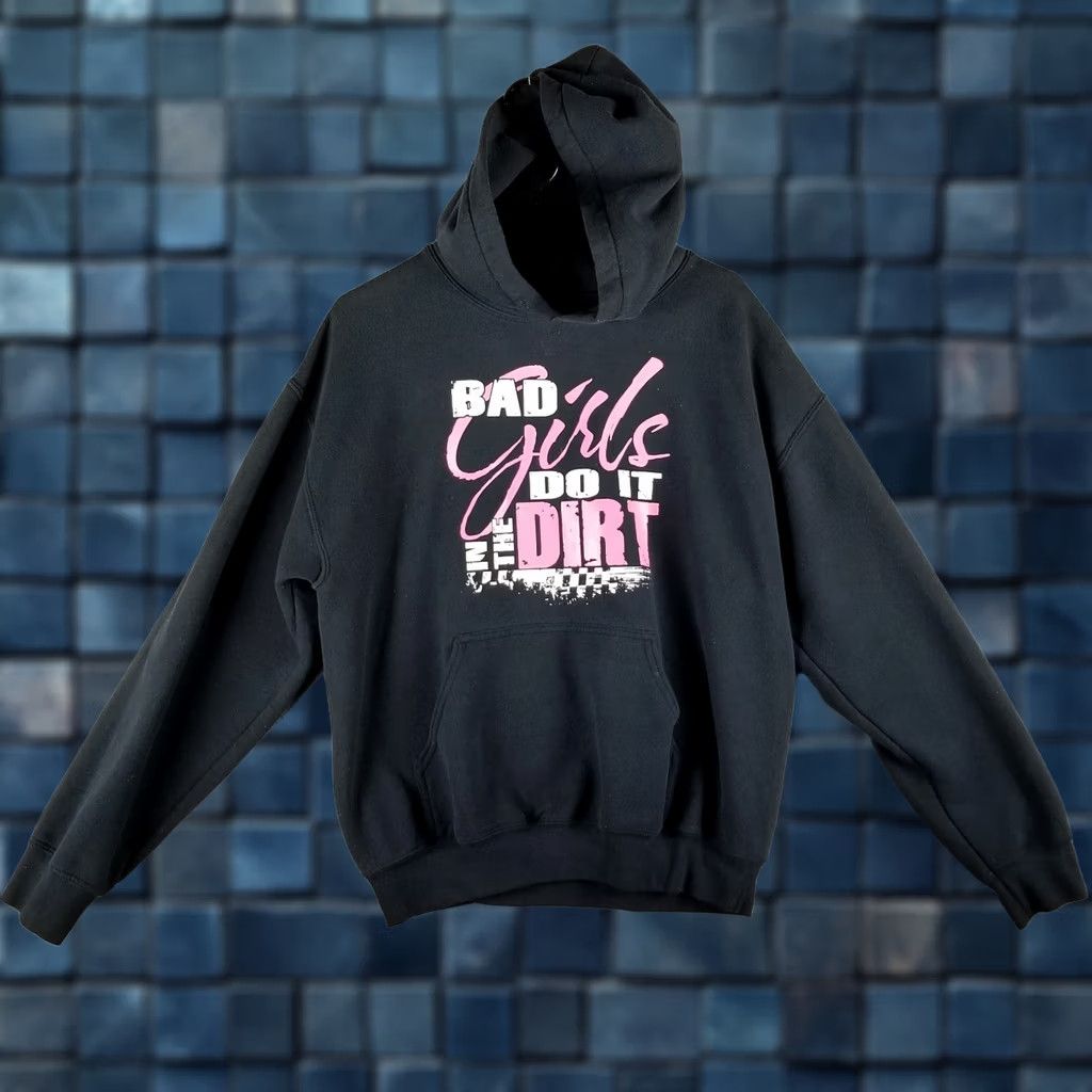 Gildan Motocross Hoodie Men Medium Black Geometric Logo Motocross Racing 90s? Size US M / EU 48-50 / 2 - 1 Thumbnail