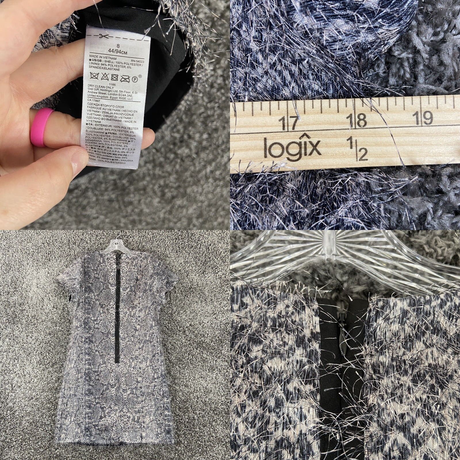 Banana Republic Banana Republic Women's Gray Animal Print Fringe Shift Dress Size 8 Size M / US 6-8 / IT 42-44 - 8 Thumbnail