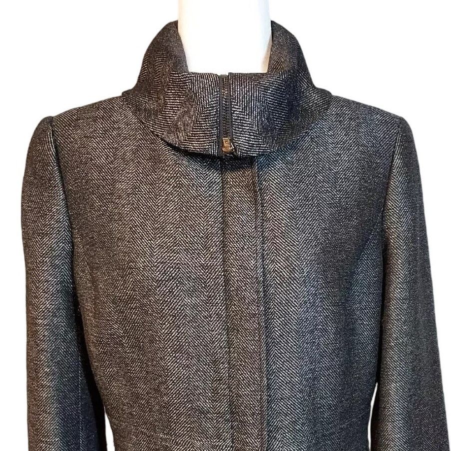 Anne Klein Anne Klein AK Herringbone Jacket Full Zip Women's 8 Wool Size M / US 6-8 / IT 42-44 - 13 Thumbnail