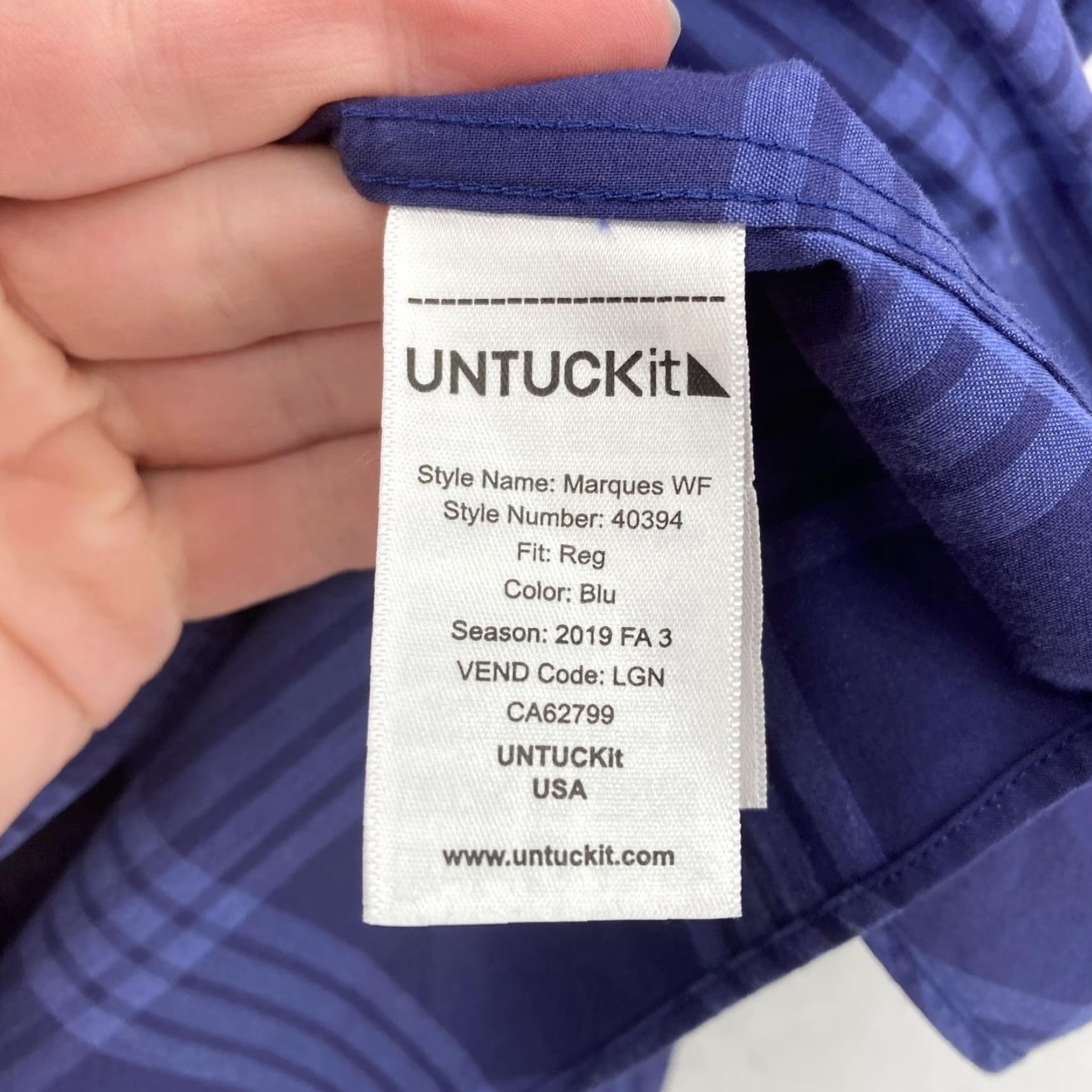 UNTUCKit UNTUCKit Shirt Mens 3XL Blue Plaid Wrinkle Free Marques WF Button Down Casual Size US XXL / EU 58 / 5 - 3 Thumbnail
