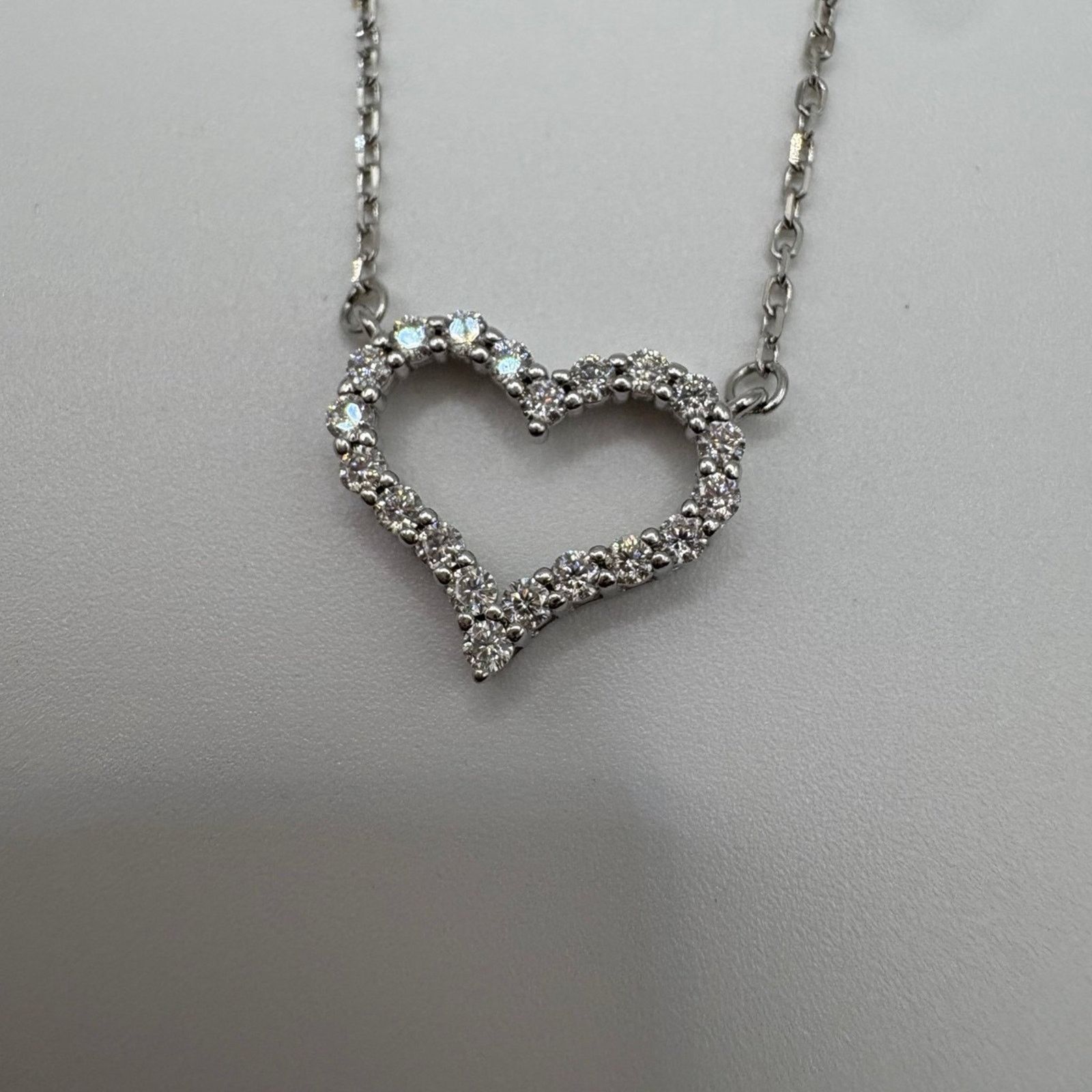 Other 1.7 CT Moissanite & 925 Silver Open Heart Pendant Necklace Size ONE SIZE - 3 Thumbnail