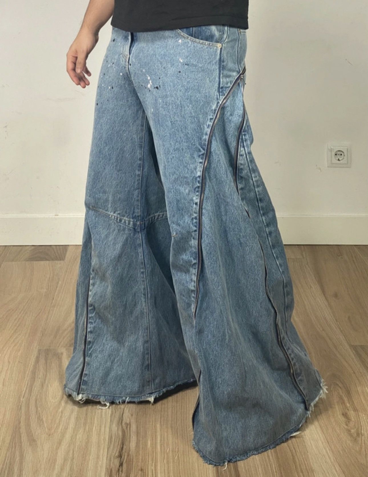 Japanese Brand Paynestar Heroin Zip Baggy Flared Denim Pants Bolan Size US 32 / EU 48 - 3 Thumbnail