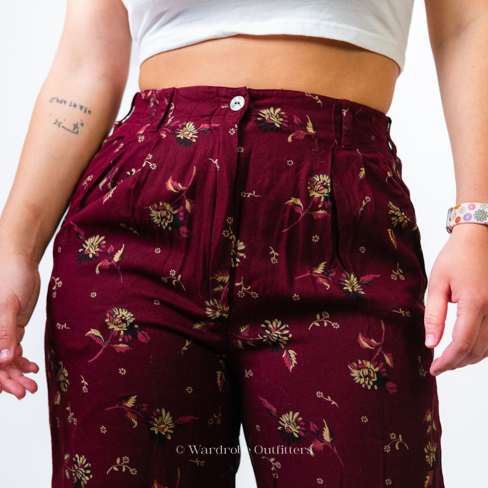 Woolrich Woolen Mills WOOLRICH Mulberry Maroon Floral Dress Pants Size 28" / US 6 / IT 42 - 4 Thumbnail