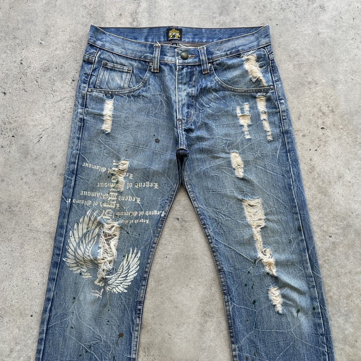 Japanese Brand Rare💥 Vintage Japanese Distressed Splash Painter Faded Jeans Size US 34 / EU 50 - 4 Thumbnail