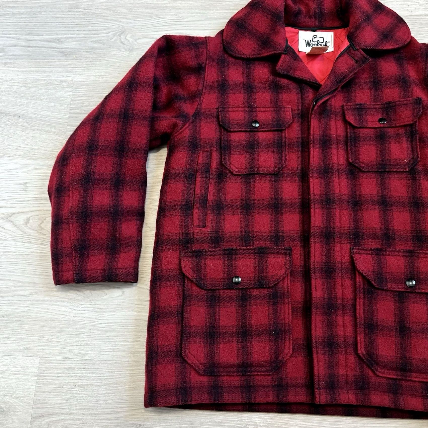 Vintage VINTAGE Woolrich Mackinaw Coat Jacket Hunting Wool 40 Men Plaid Woolen Mills Lined Pockets Size US XXS / EU 40 - 2 Thumbnail