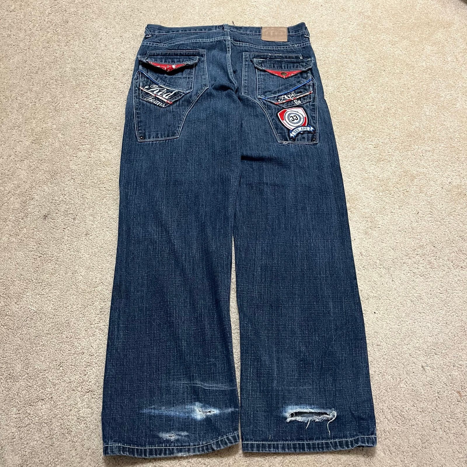 Other Red Ape Y2K Baggy Skater Embroidered Extended Pocket Jean 35 Size US 35 - 1 Thumbnail