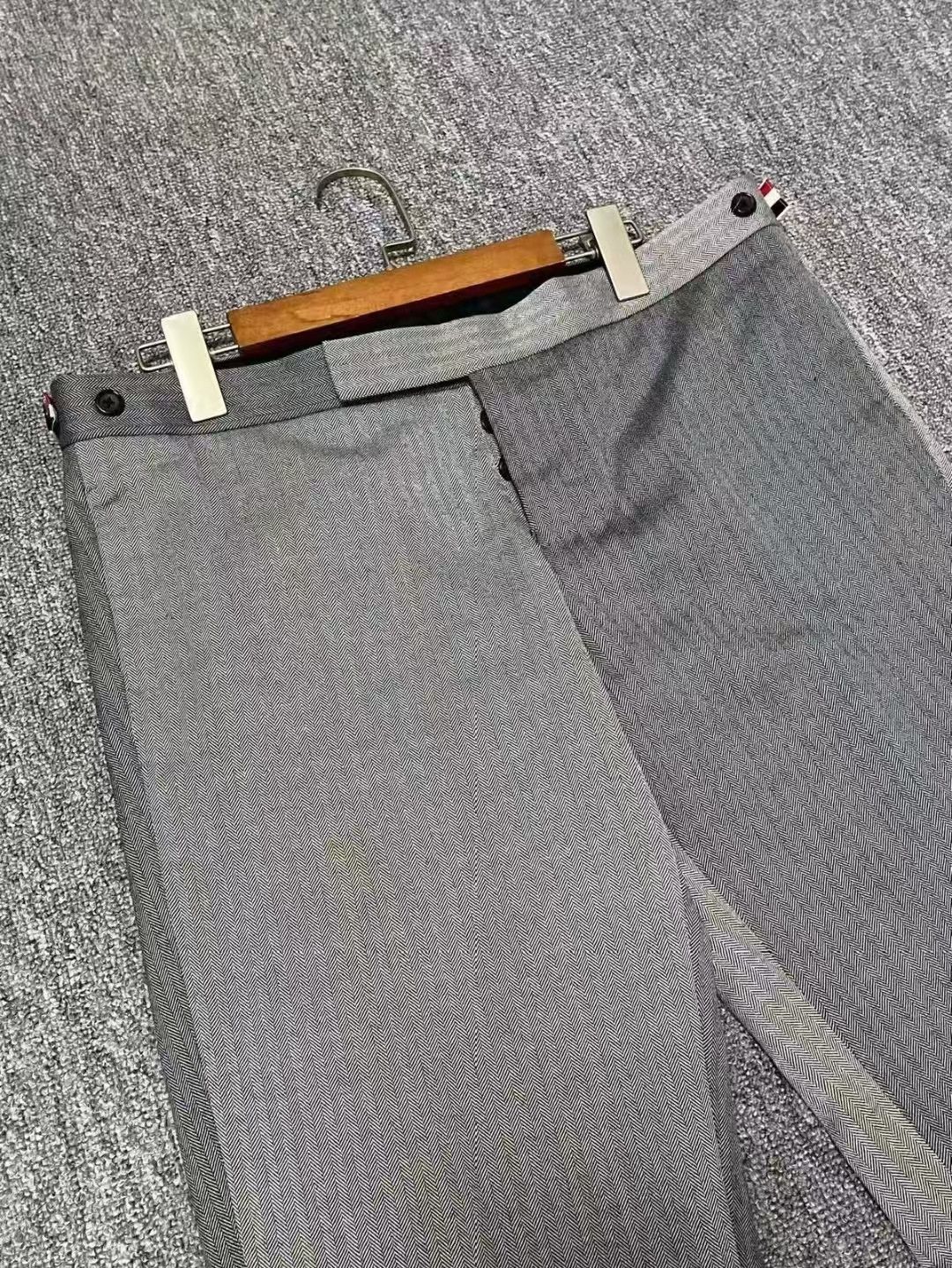 Thom Browne Thom Browne color-block herringbone wool trousers-yw Size US 29 - 2 Thumbnail