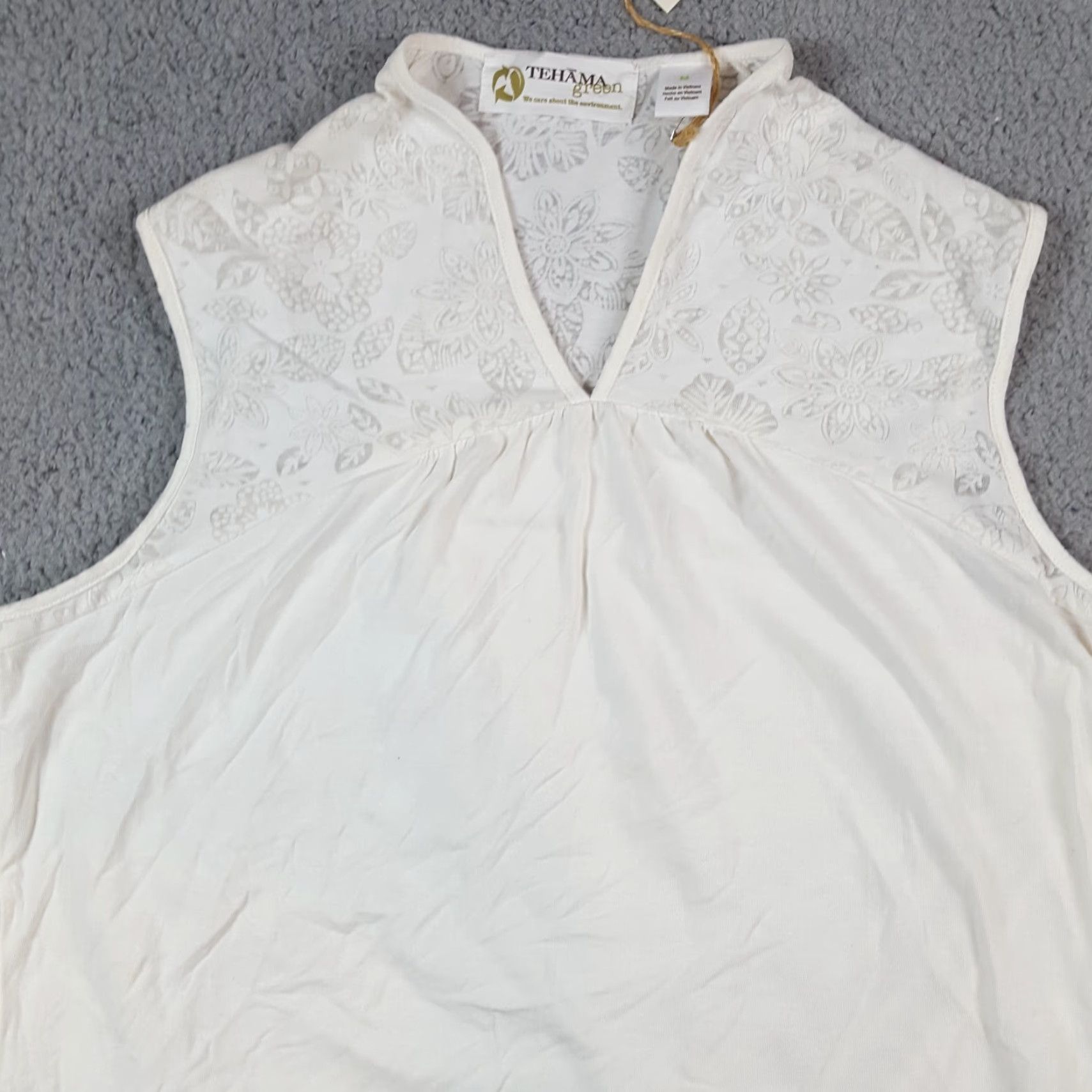 Vintage VINTAGE Tehama Women's Tank Top Sleeveless Polo Shirt 90s Y2K Preppy White Lace Cotton Blend Size M / US 6-8 / IT 42-44 - 2 Thumbnail