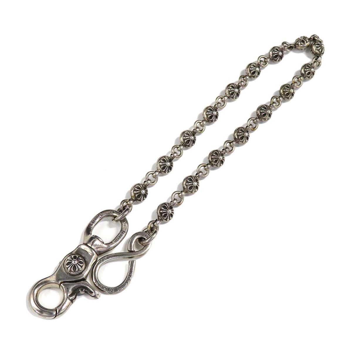 image of Chrome Hearts Cross Ball Wallet Chain in Silver, Men's