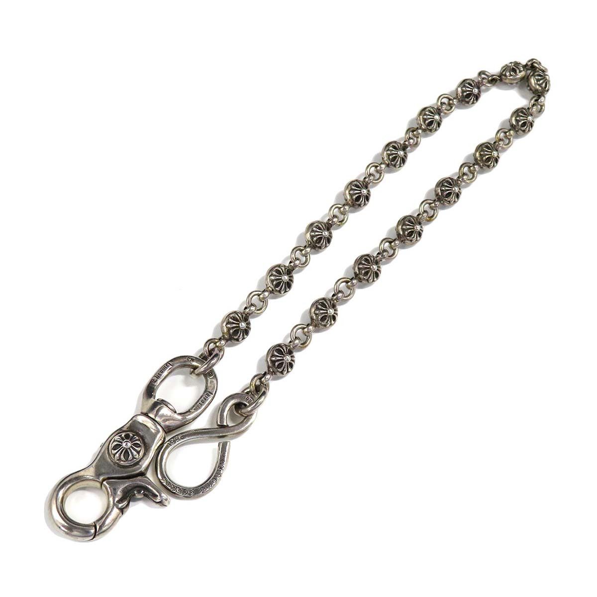 Pre-owned Chrome Hearts Cross Ball Wallet Chain In Silver