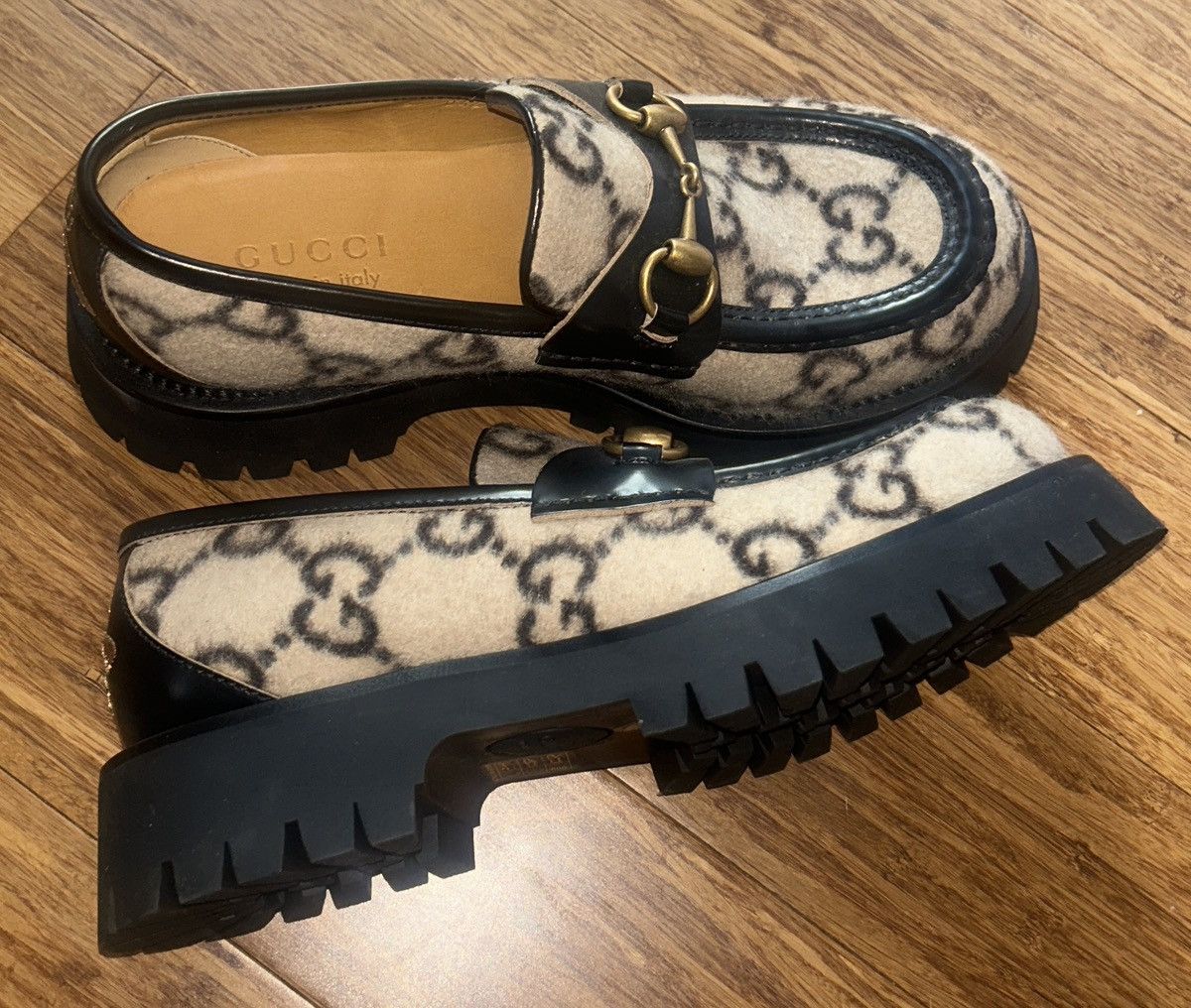 Gucci Gucci GG Lug Sole Loafer Wool Cordovan Lux Monogram 598312 Size US 5 / EU 37 - 5 Thumbnail