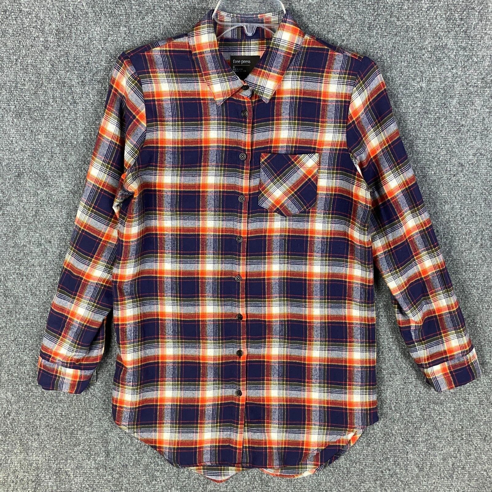 Other Free Press Button Up Top Women's XS Plaid Long Sleeve Cotton Size XS / US 0-2 / IT 36-38 - 1 Thumbnail
