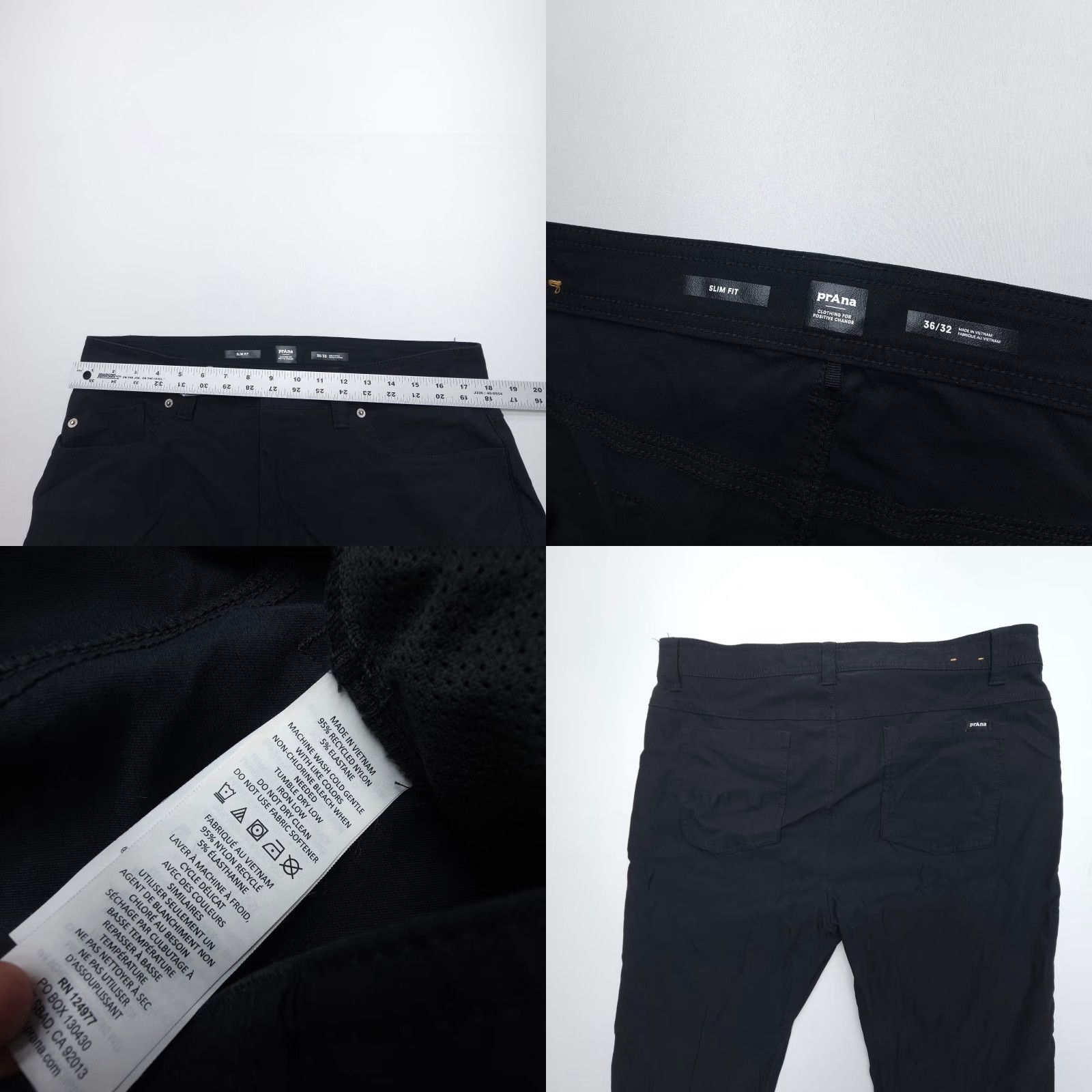 Prana prAna Brion Slim Pants II Mens 36 x 32 Black Stretch Hiking Fishing Travel Camp Pant Slim Straight 5-Pocket Mens Regular Black 90s Nature Theme Size US 36 / EU 52 - 8 Thumbnail
