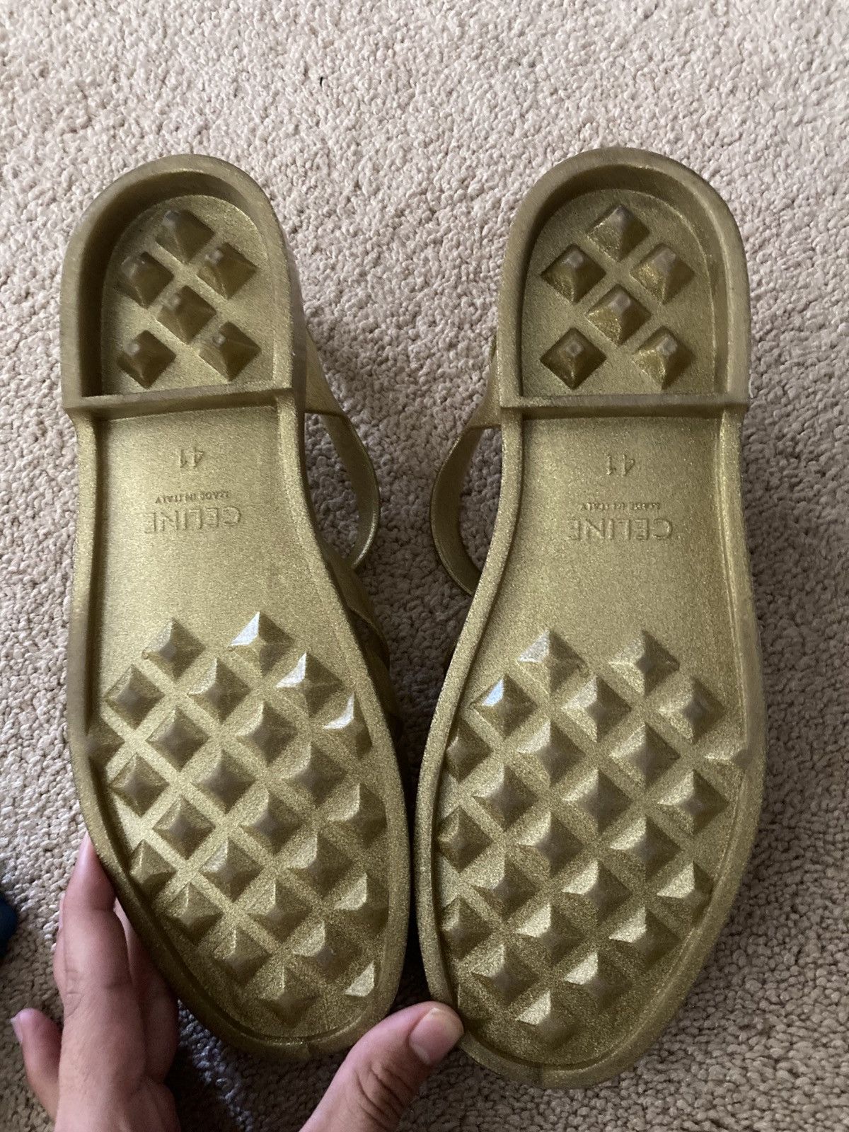 Celine × Hedi Slimane SS20 Celine Hedi Slimane Jelly Sandals 41 Gold Speckle Size US 8 / EU 41 - 4 Thumbnail