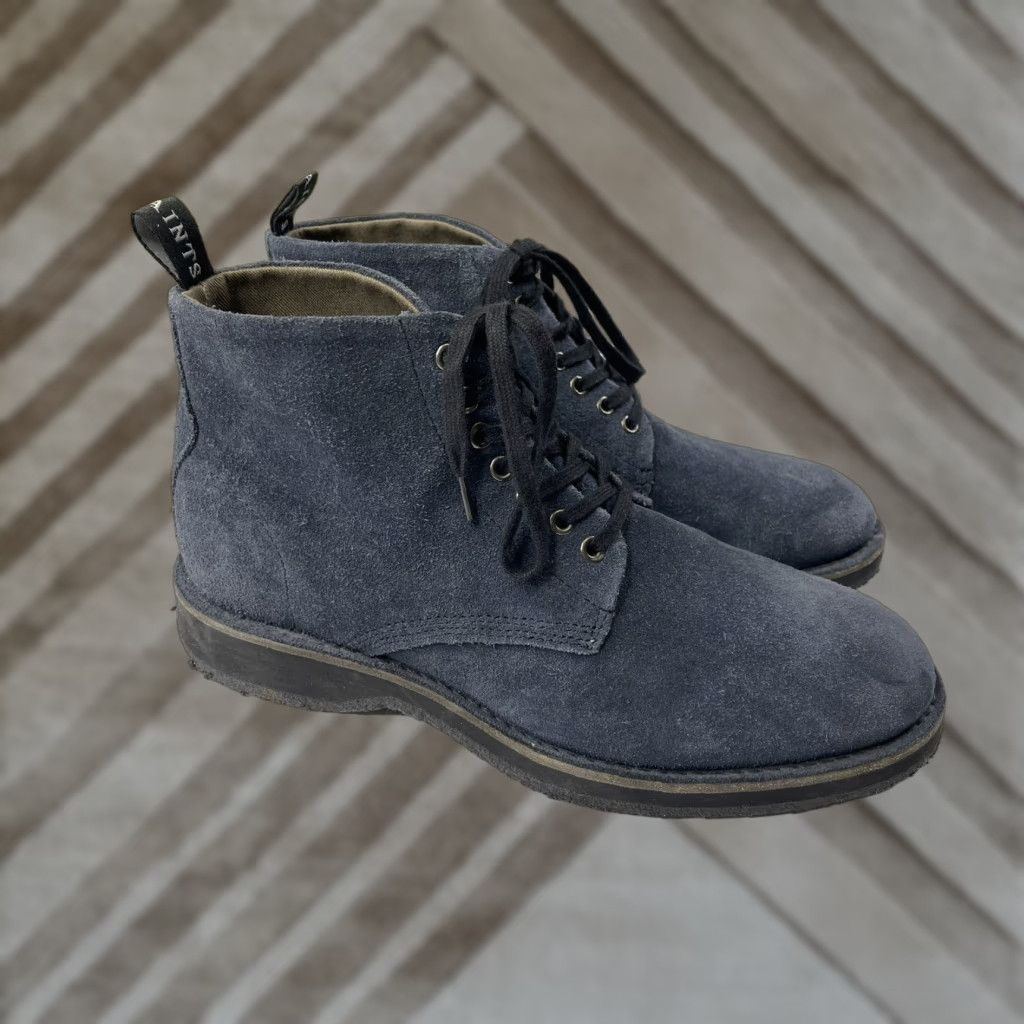 Allsaints AllSaints Men Boots Chukka Suede Lace Up Navy Blue 9US 42EU Ankle Shaft Solid Pattern Leather Insole Modern Vintage: No Size US 9 / EU 42 - 1 Thumbnail