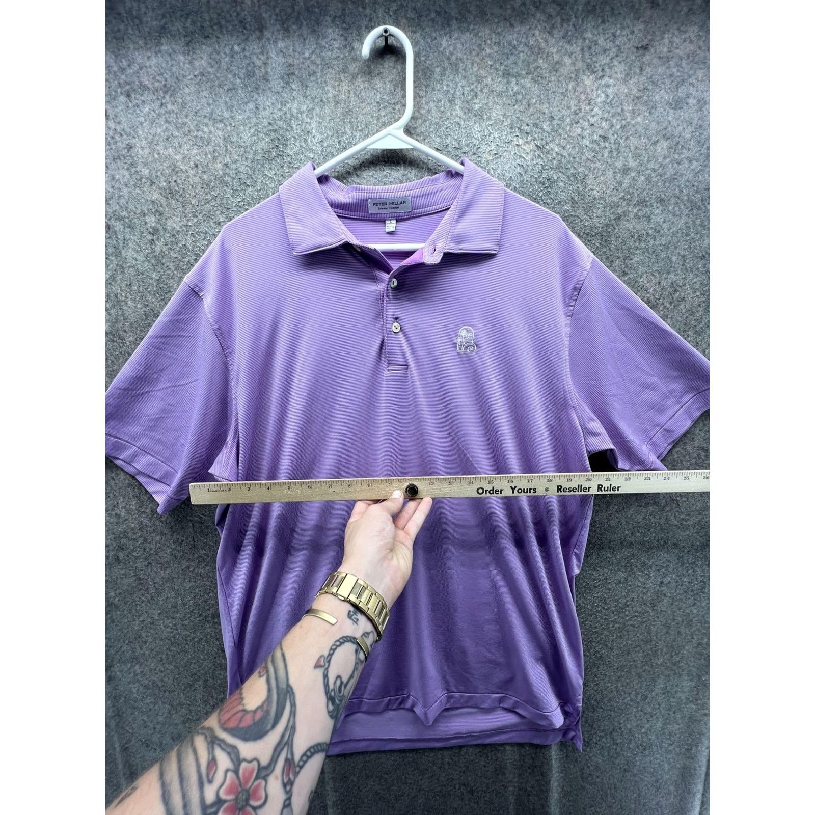 Peter Millar Peter Millar Summer Comfort Polo Shirt Mens Large Purple Stripe Golf Performance Shirt Size US L / EU 52-54 / 3 - 4 Thumbnail
