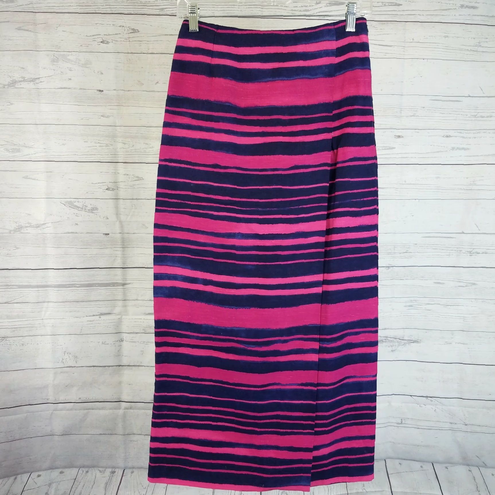 Jaeger Jaeger Womens 2 Piece Set Top & Skirt Sz 6 Pink Purple Linen Blend Sleeveless Striped Co-Ord Set Womens Size M / US 6-8 / IT 42-44 - 5 Thumbnail