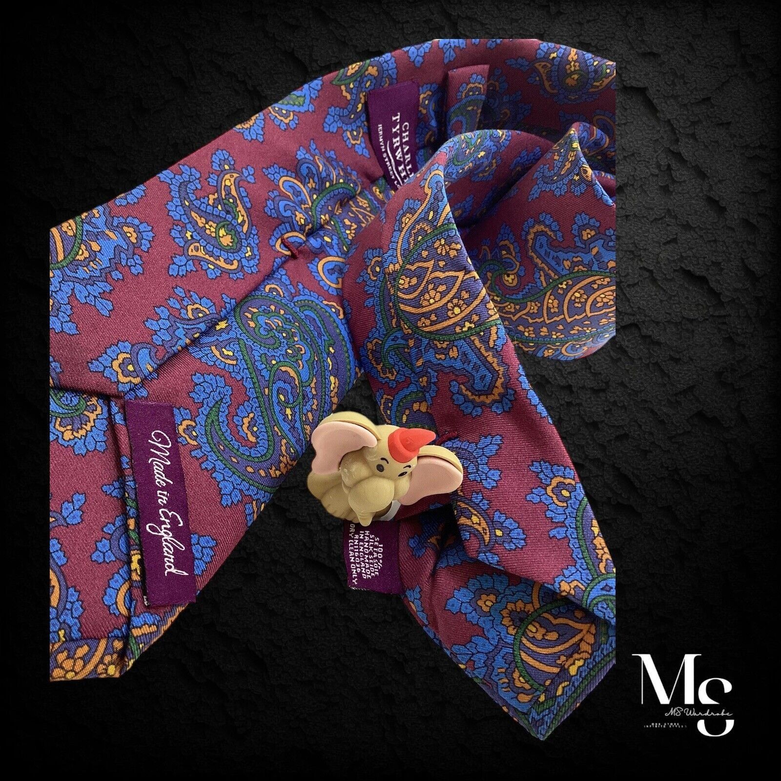 Charles Tyrwhitt CHARLES TYRWHITT XL Purple Paisley Silk Tie Hand Made In Eng Size ONE SIZE - 4 Thumbnail