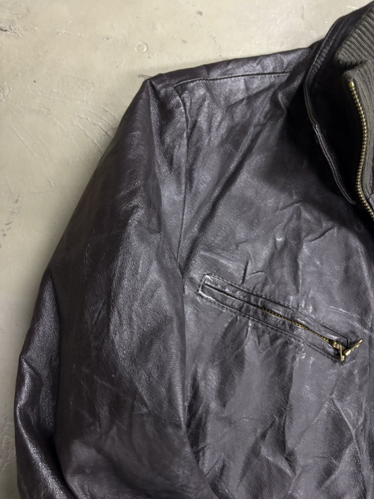 URBAN RESEARCH DOORS Vintage Urban Research Brown Patina Zipper Leather Jacket Size US M / EU 48-50 / 2 - 7 Thumbnail