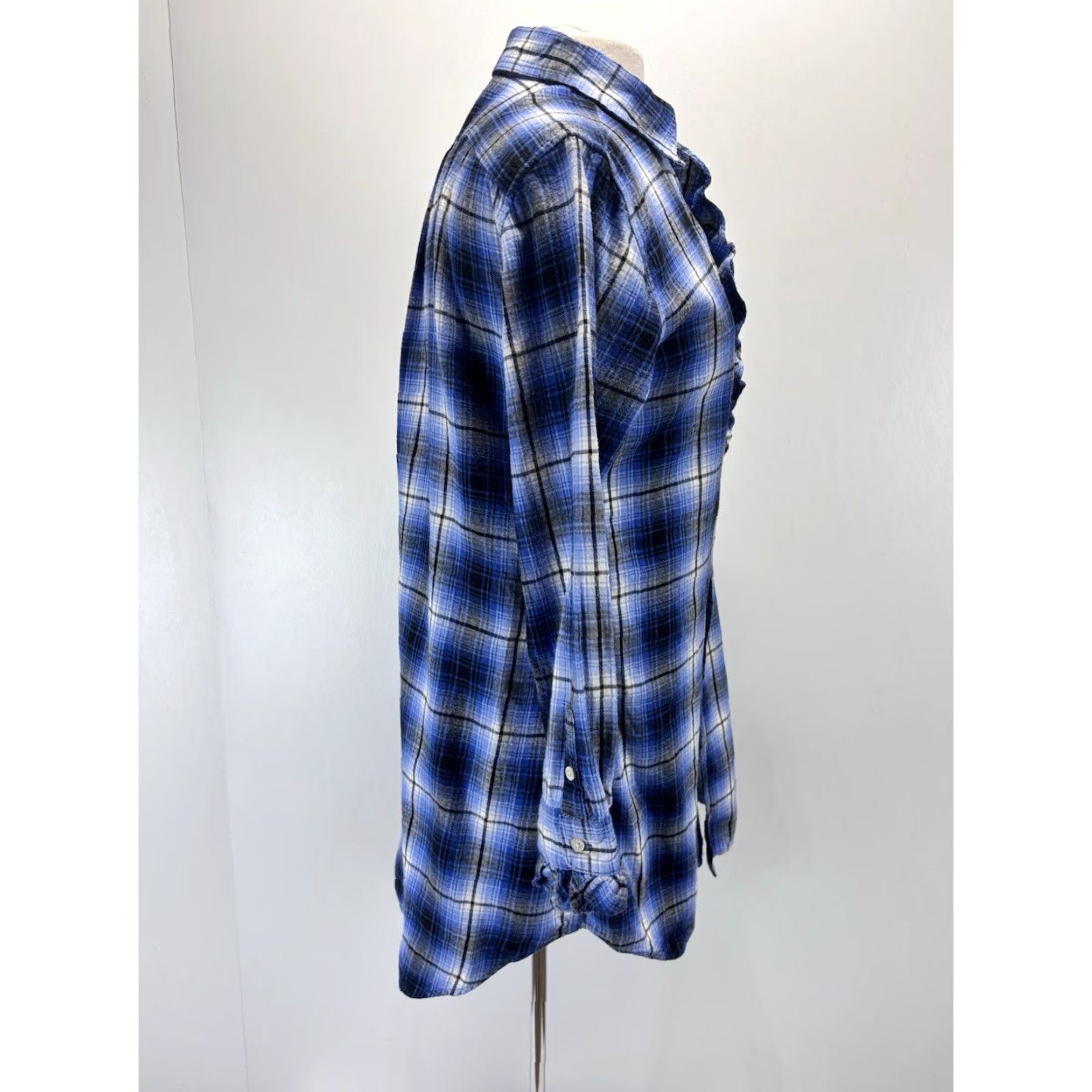 Ralph Lauren Ralph Lauren Women's Flannel Shirt Dress Sz Small Casual Long Sleeve Collared Plaid Cotton Blue Preppy Size S / US 4 / IT 40 - 4 Thumbnail