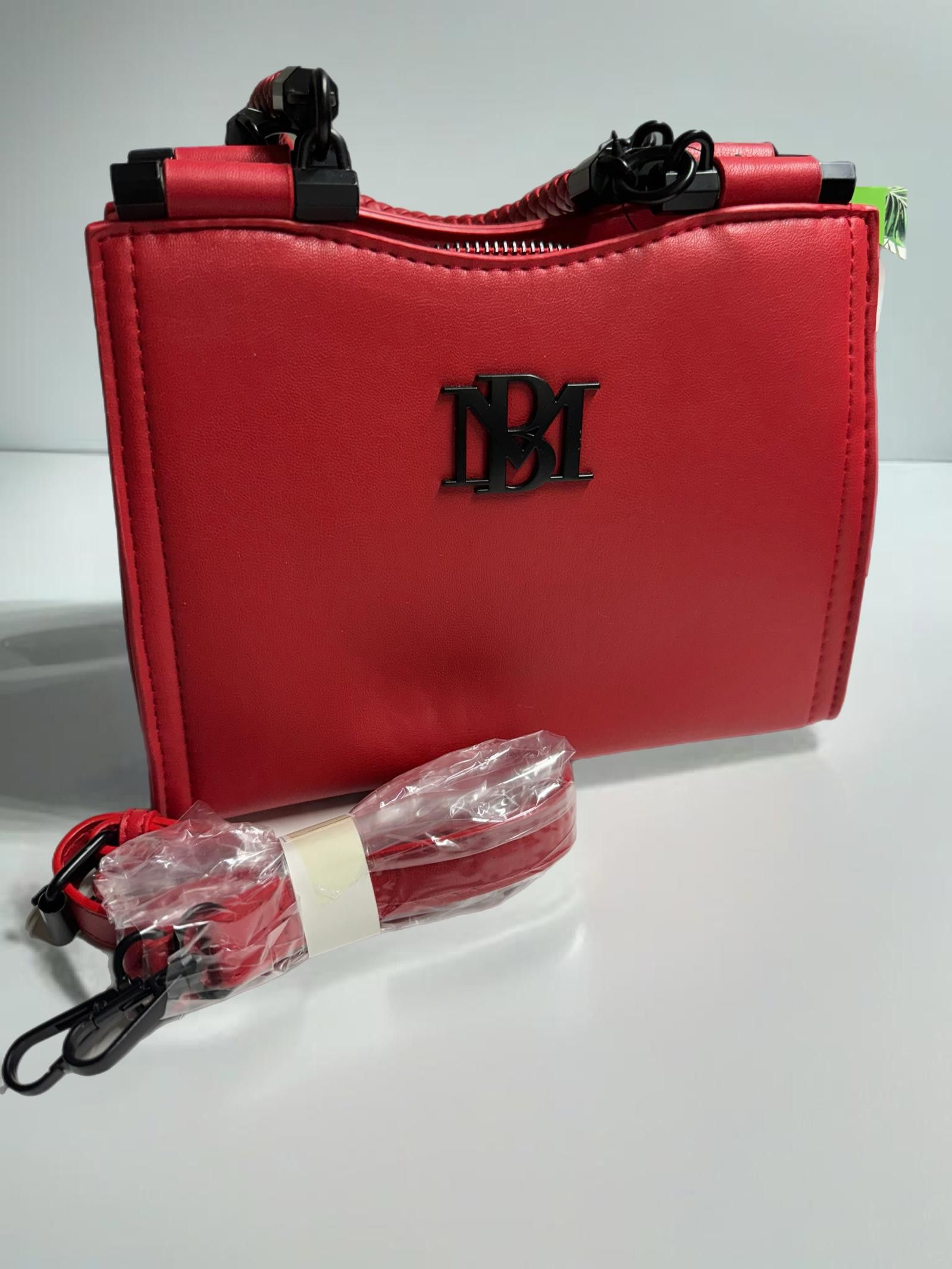 Designer Badgley Mischka Red Mini Handbag with Braided Handles Size ONE SIZE - 1 Thumbnail