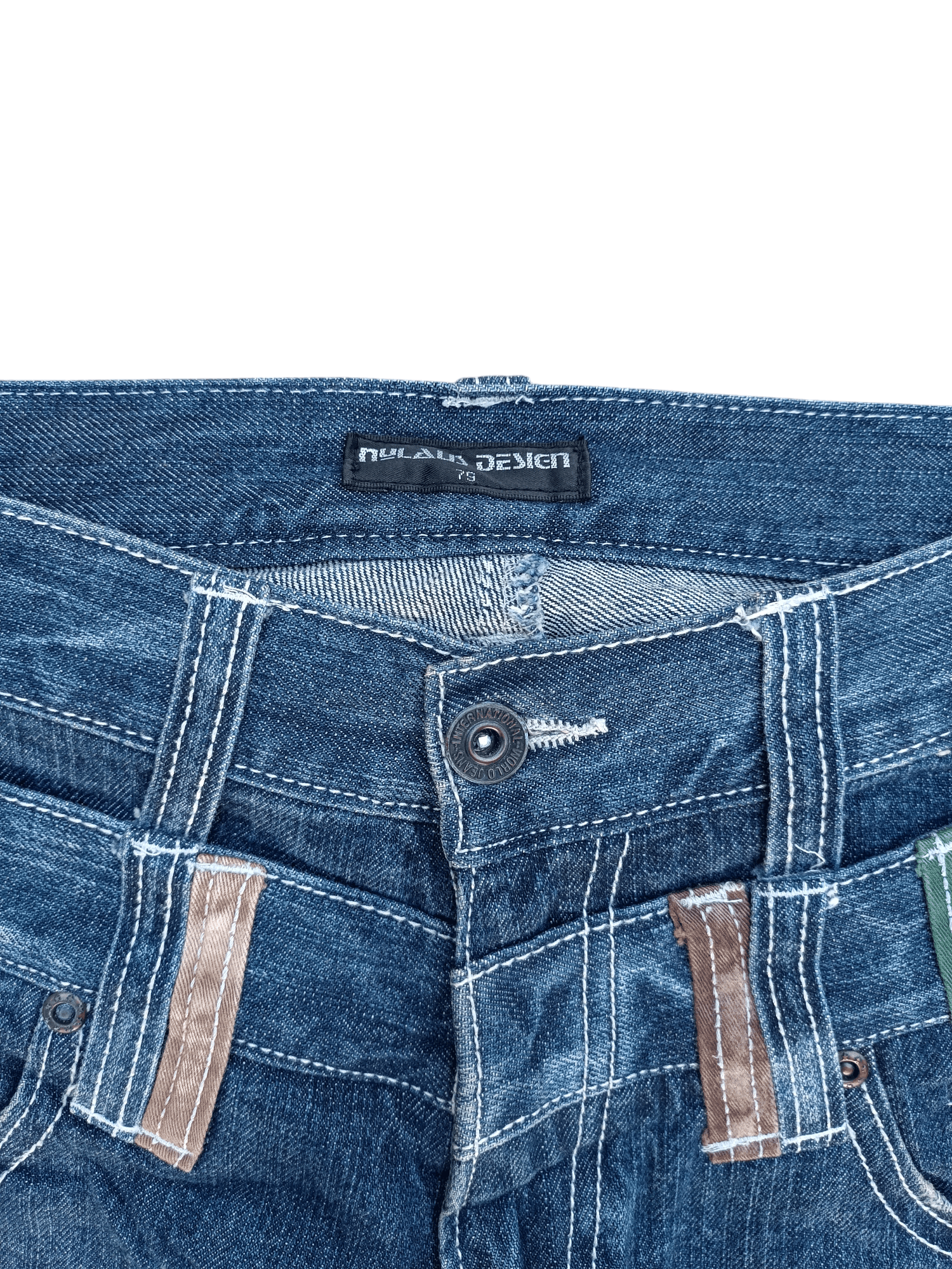 Japanese Brand RARE🔥JNYLAUS DOUBlLE WAIST WHISKERS DISTRESSED DENIM Size US 31 - 7 Thumbnail