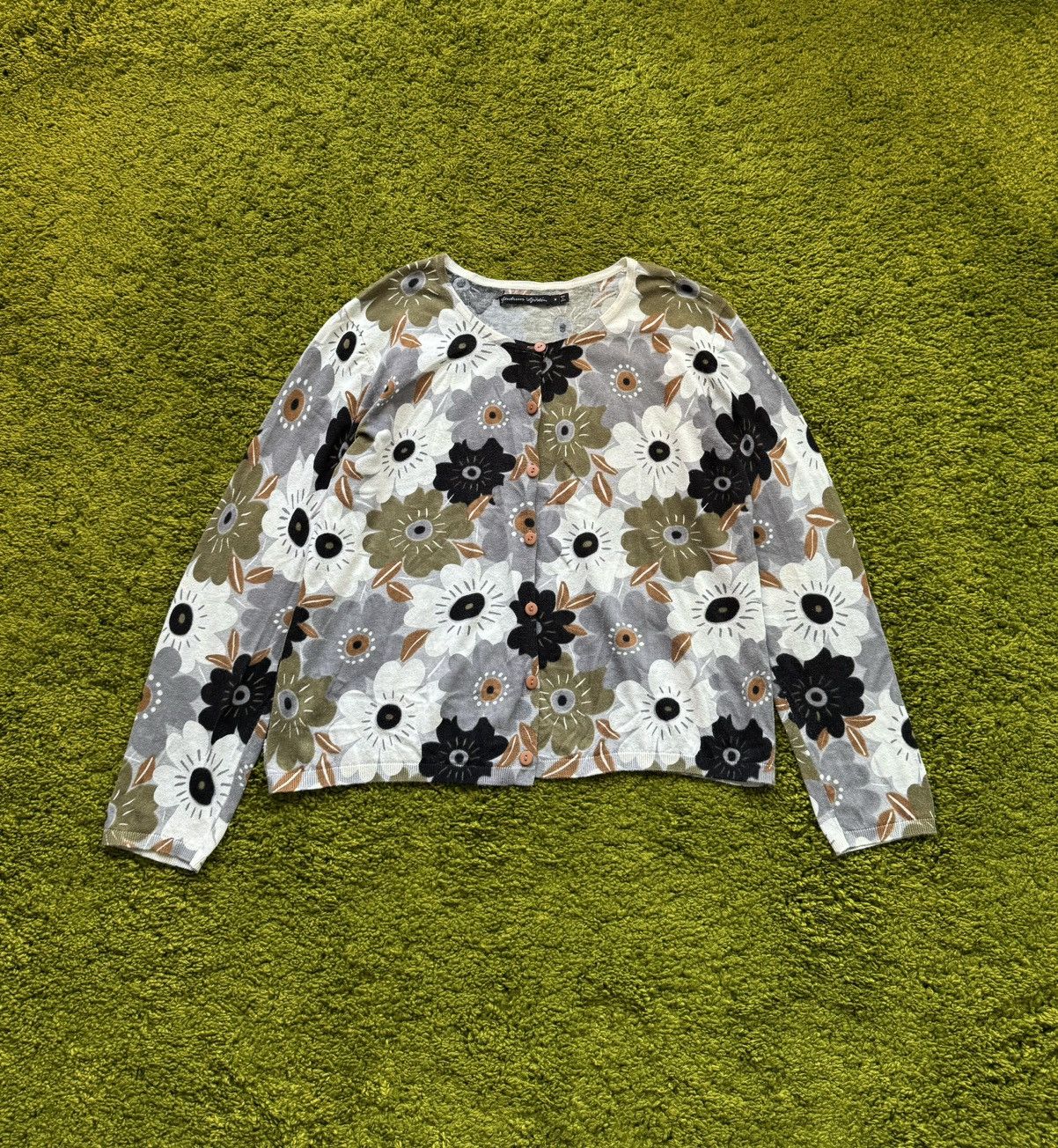 Designer Gudrun Sjoden avant garde floral pattern cardigan sweater Size M / US 6-8 / IT 42-44 - 1 Thumbnail