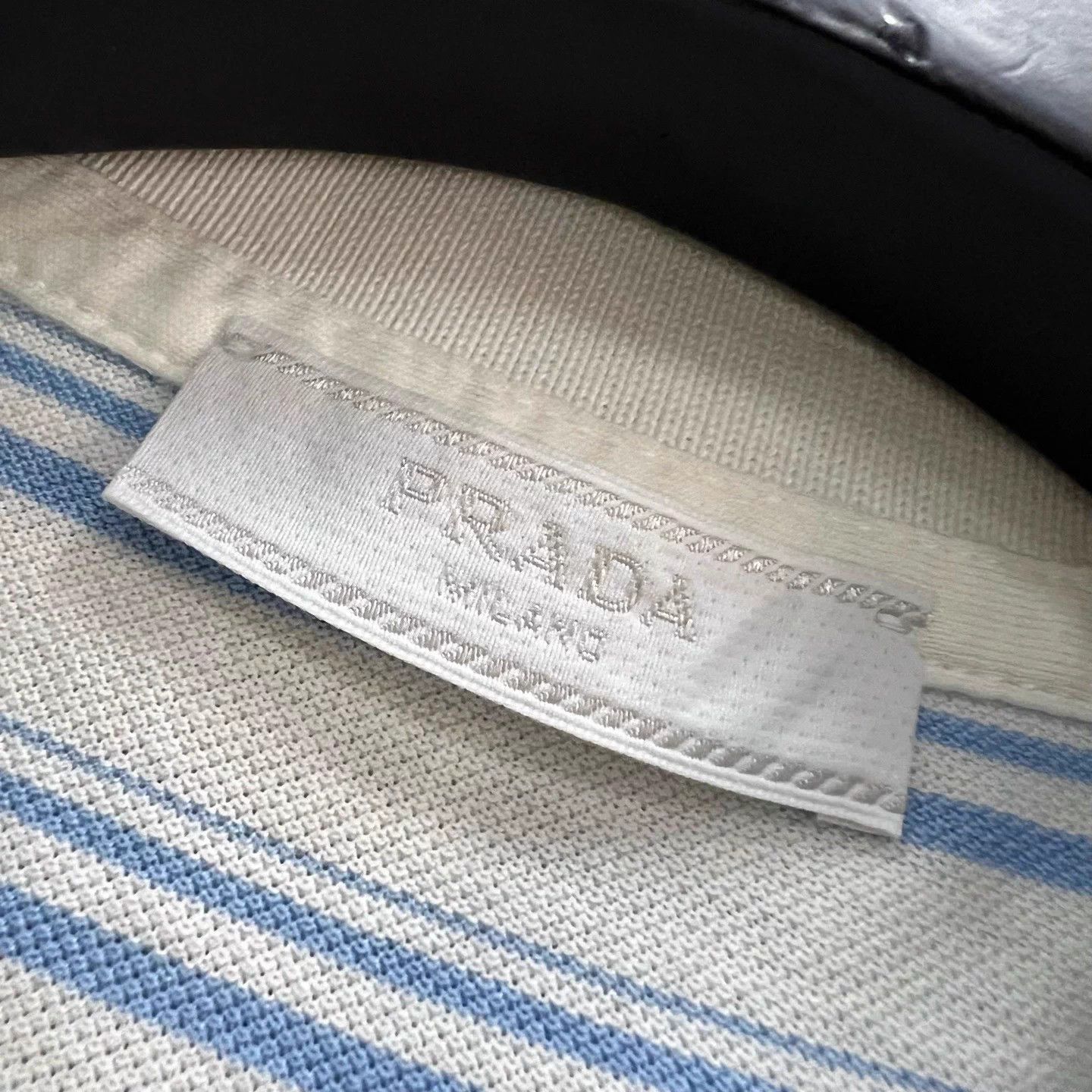 Prada PRADA blue white stripe triangle logo polo shirt L 98 New Size US L / EU 52-54 / 3 - 2 Thumbnail