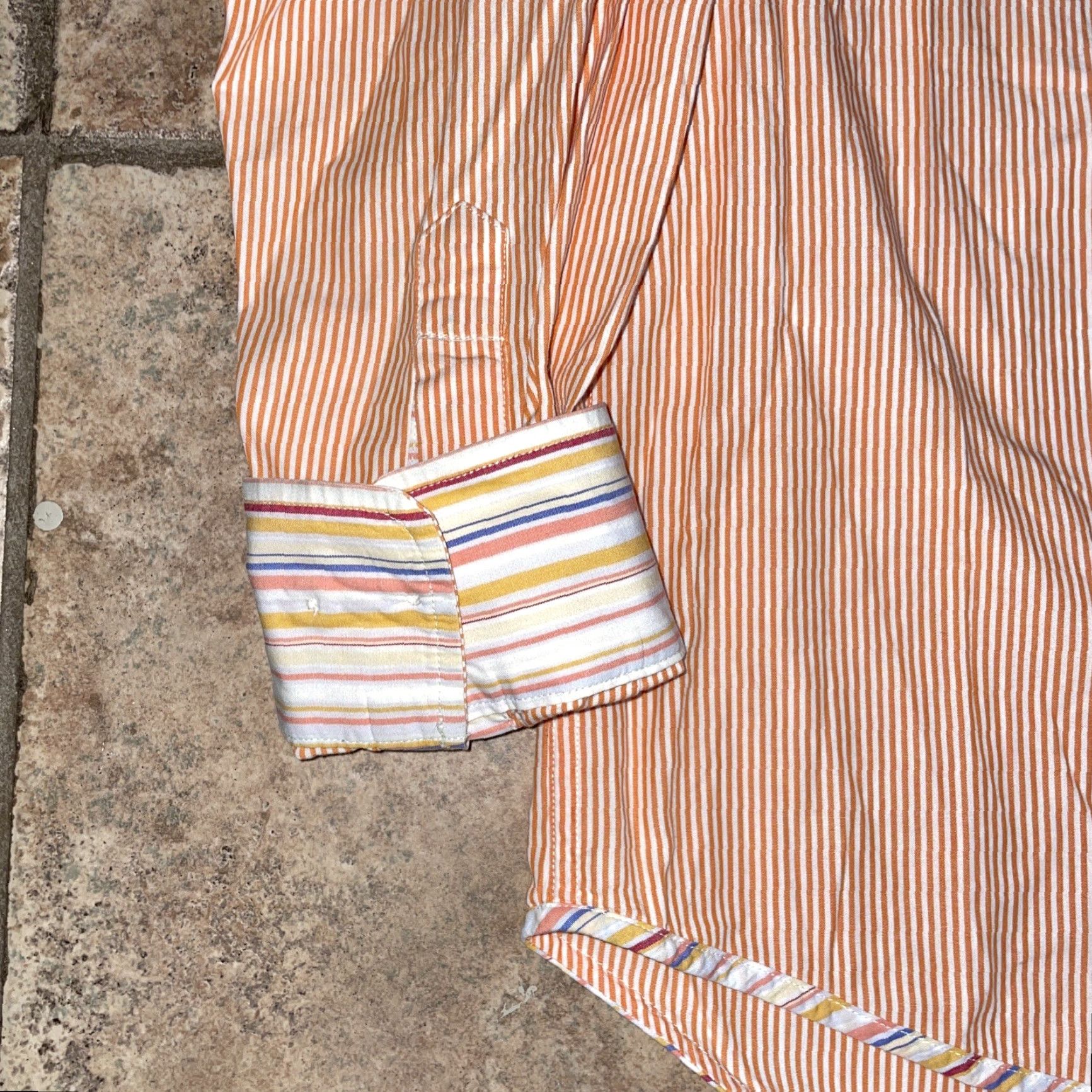 Robert Graham Robert Graham striped Long Sleeve shirt Mens XL orange Button-Up Regular Size Size US XL / EU 56 / 4 - 2 Thumbnail