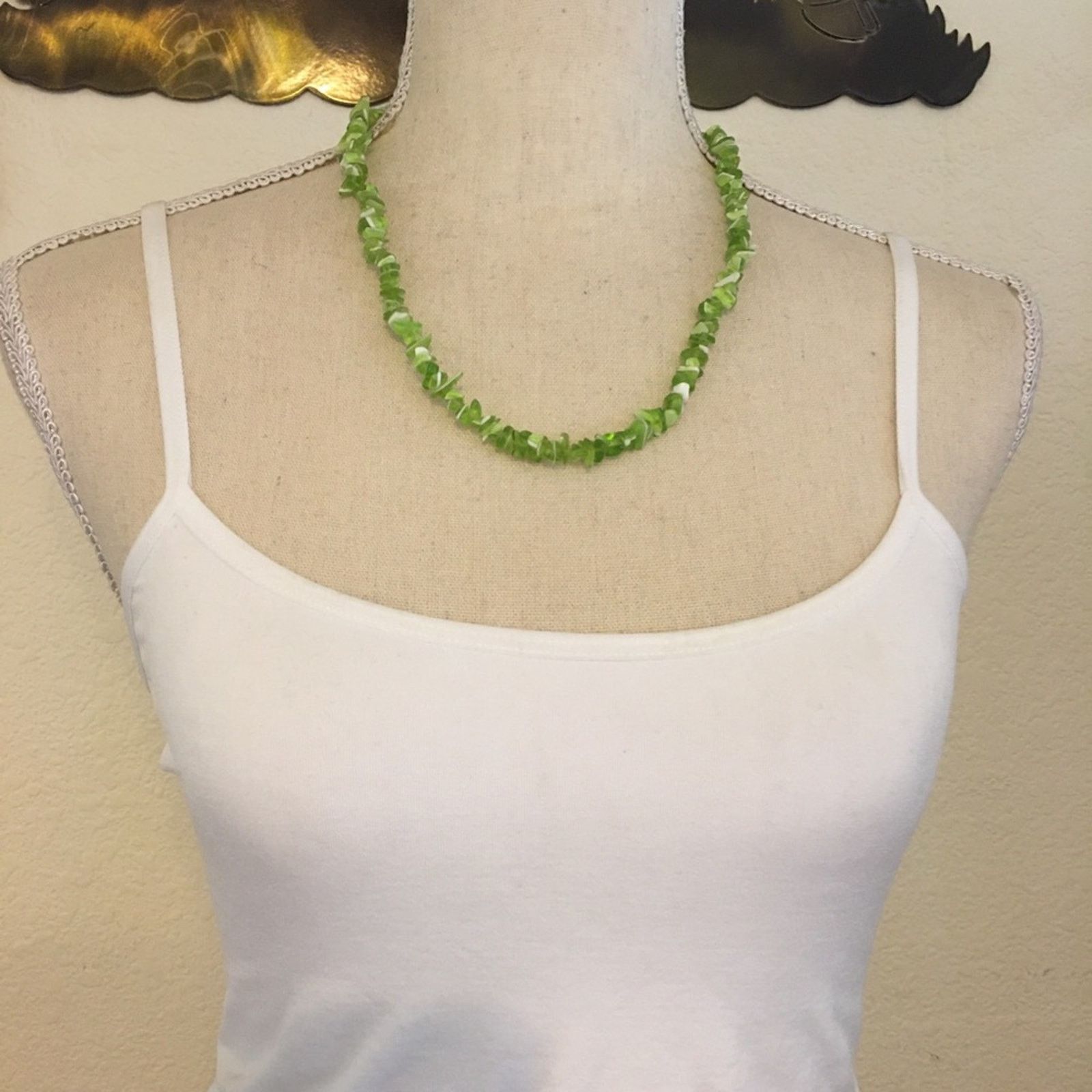Vintage Vintage faux green gem bead necklace Size ONE SIZE - 3 Thumbnail