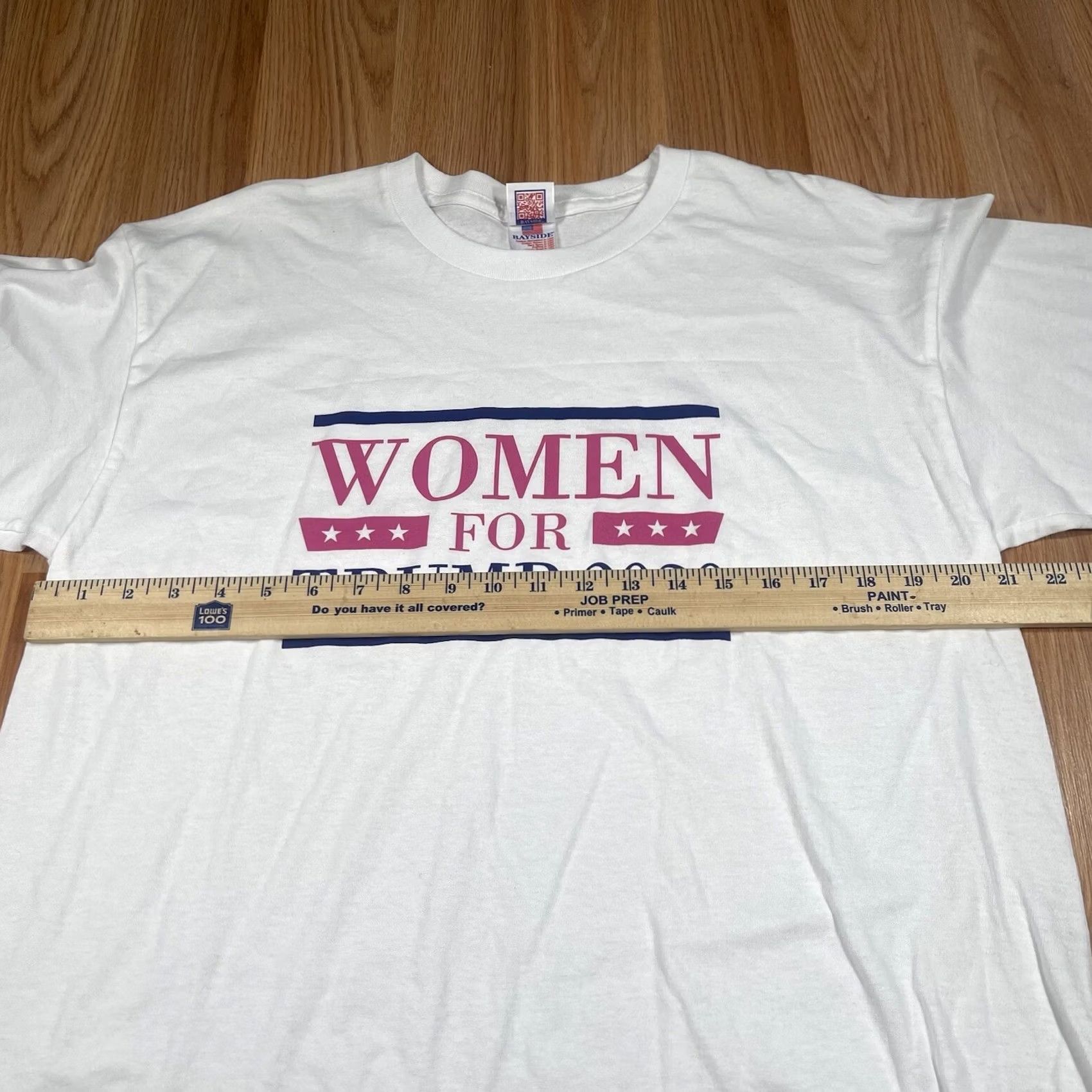 Vintage Bayside T-Shirt Mens L White Trump 2020 CrewNeck Short Sleeve Logo Made in USA Size L / US 10 / IT 46 - 5 Thumbnail