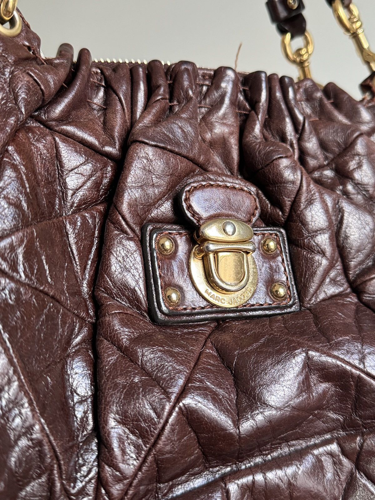 Marc Jacobs Marc Jacobs Chocolate Quilted Leather Bowler Handbag Size ONE SIZE - 2 Thumbnail