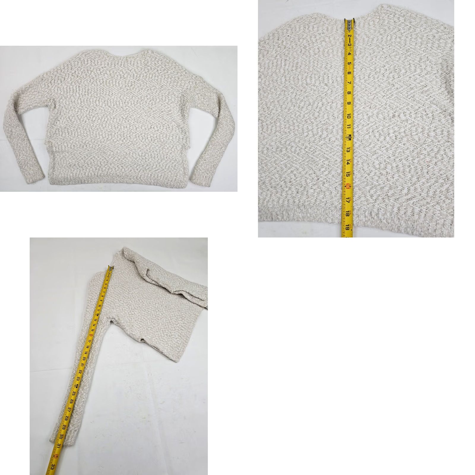 Abercrombie & Fitch Abercrombie & Fitch Bouclé V-Neck Pullover Sweater Women’s S Cream Fuzzy Glitter Size S / US 4 / IT 40 - 8 Thumbnail